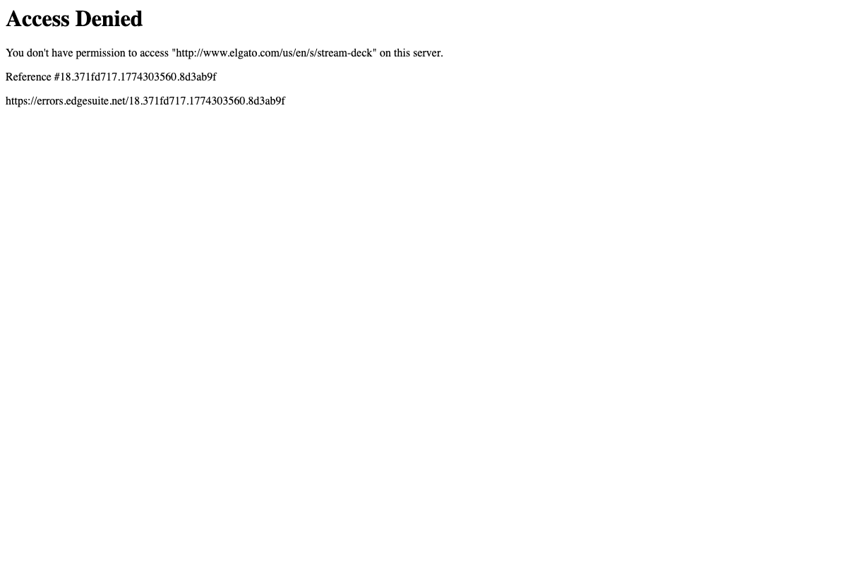 Elgato Stream Deck help page — Access Denied error, no content retrievable
