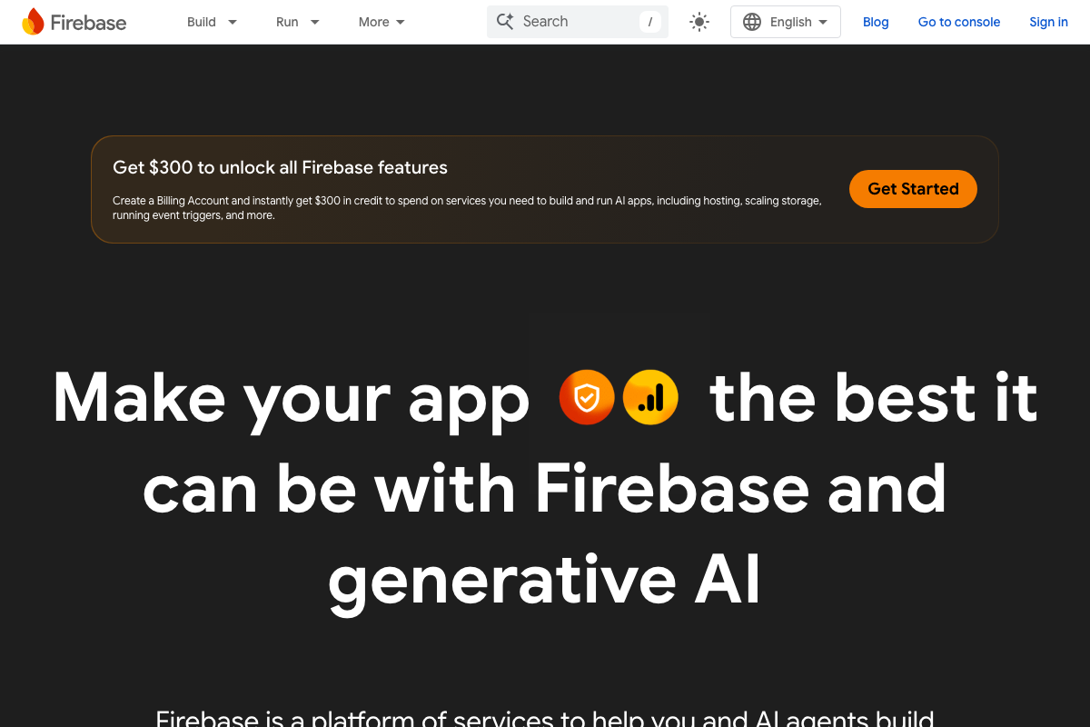 Firebase homepage showing the billing account requirement banner —