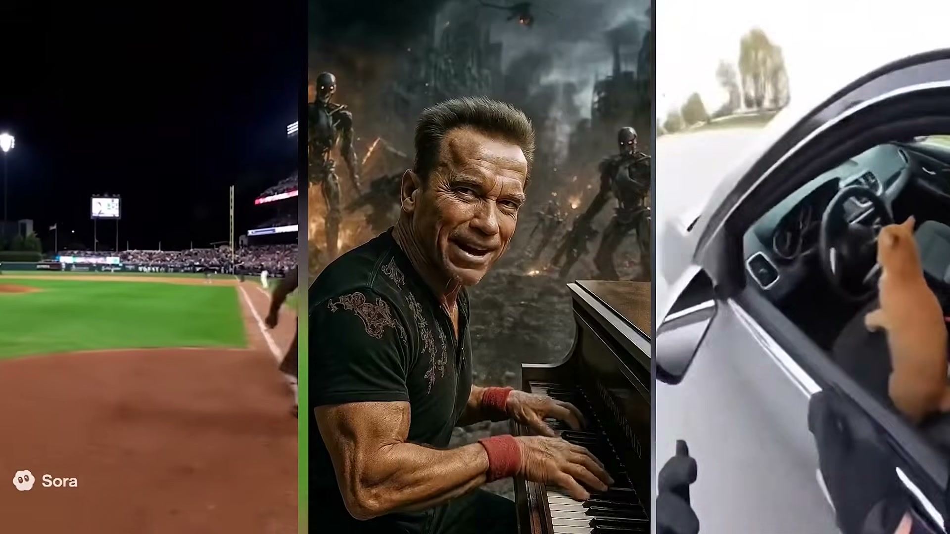 AI-generated video examples (via Sora) used to frame why authentic live content stands apart from synthetic media