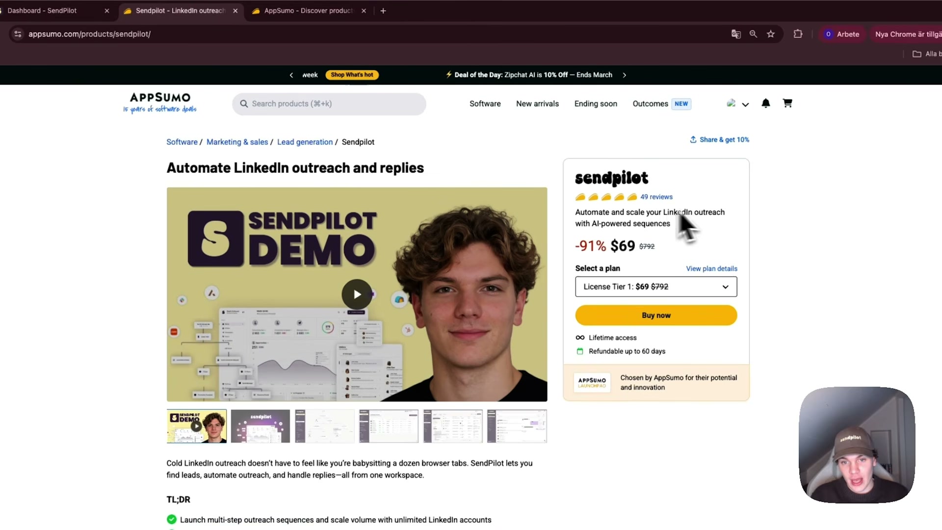 SendPilot on AppSumo: Lifetime deal for automated LinkedIn outreach starting at $69