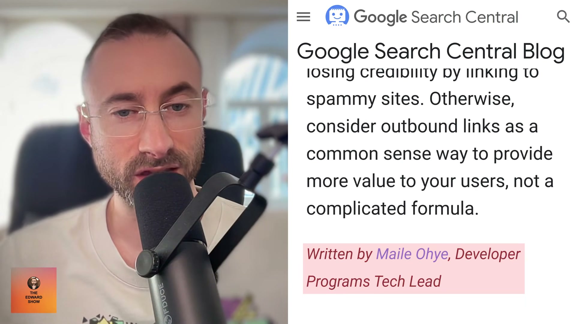 Google's official word: outbound links are common sense, not a ranking formula — straight from a Developer Programs Tech Lead