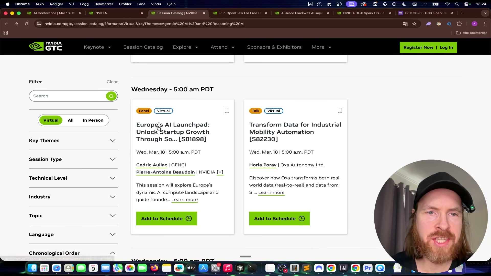 Filter the catalog to Virtual sessions and select a session relevant to your interests to add to your schedule