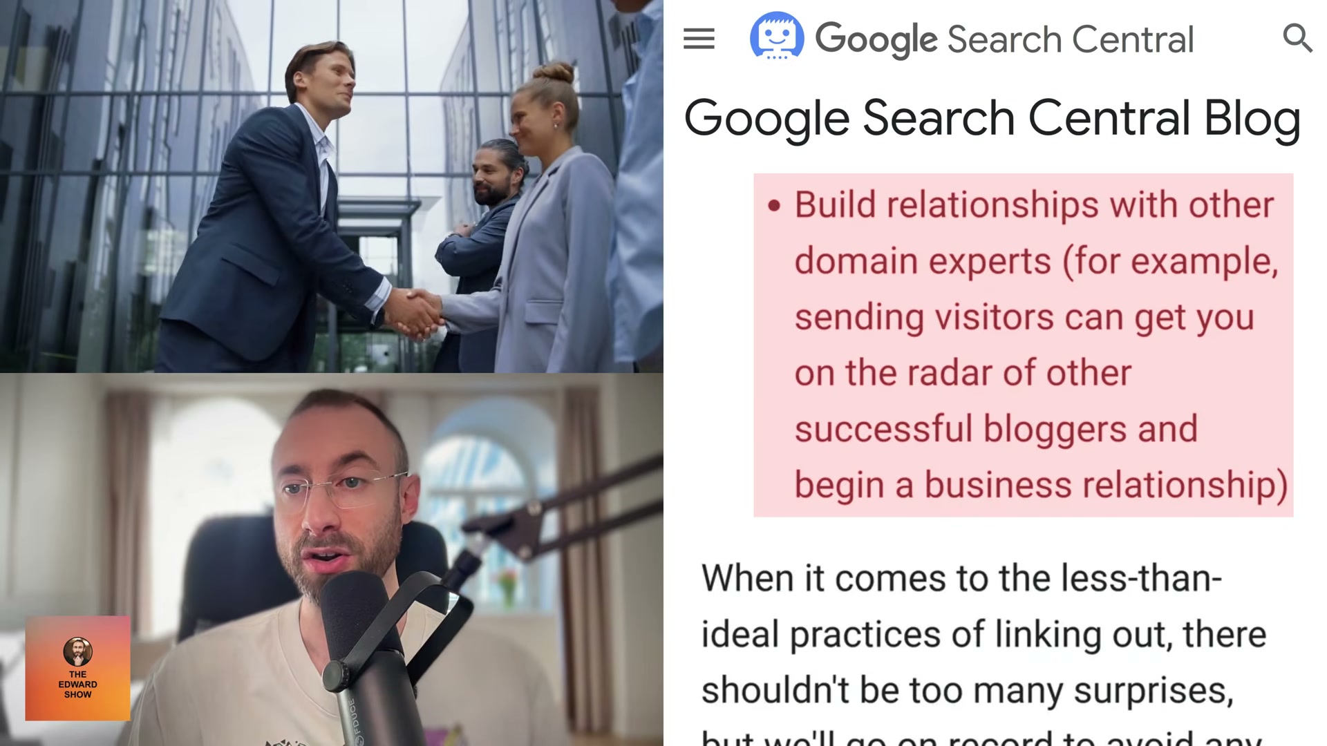 Google says outbound links can spark real business relationships with other bloggers and domain experts