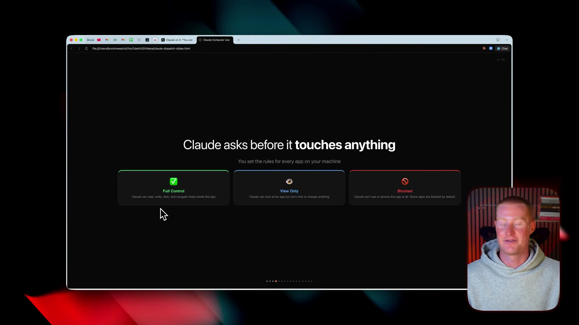 Claude's per-app permission model: grant Full Control, View Only, or Blocked access for every app on your machine