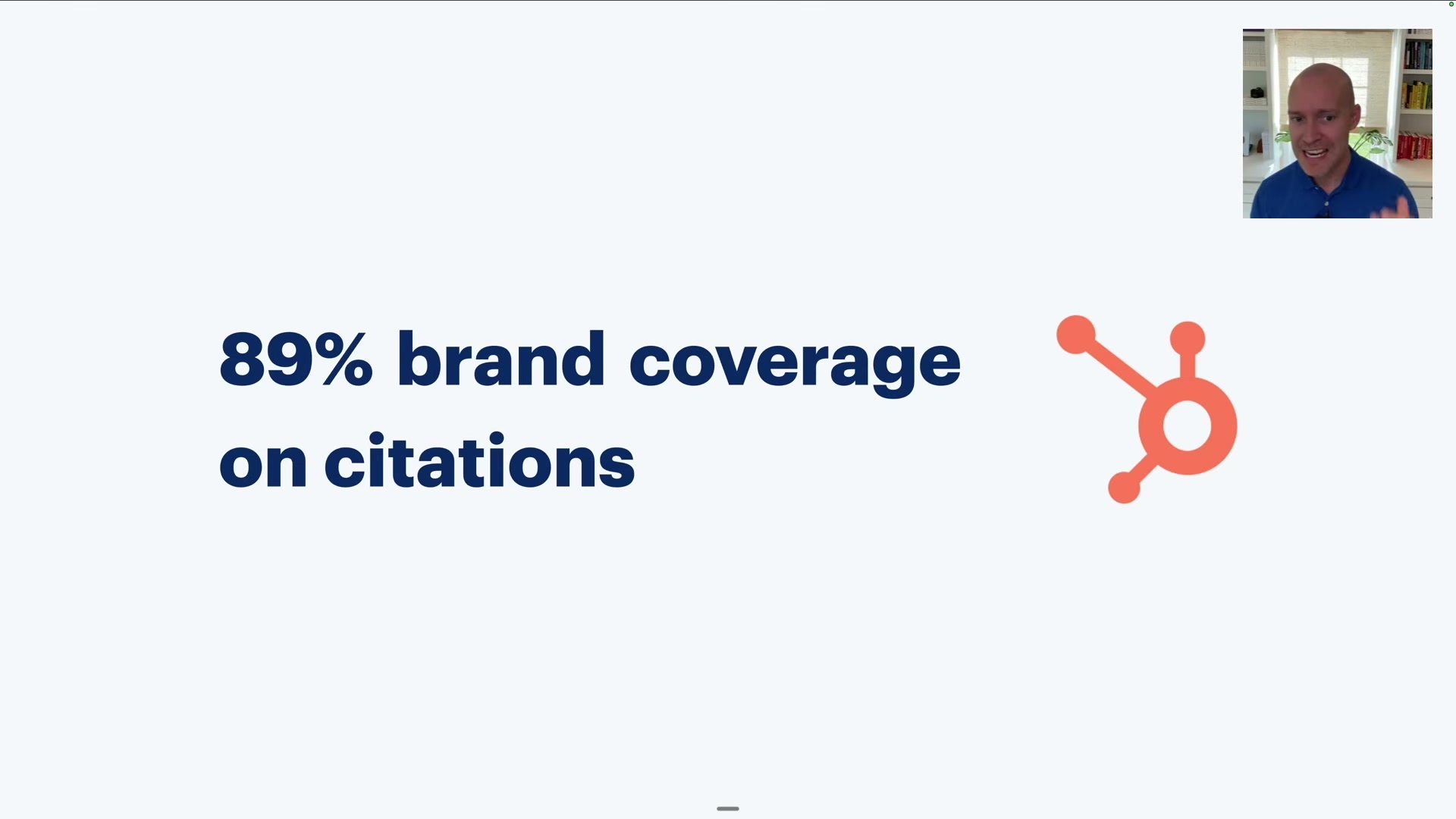HubSpot appears in 89% of AI platform citation sets for CRM queries — a benchmark for dominant AI search presence.