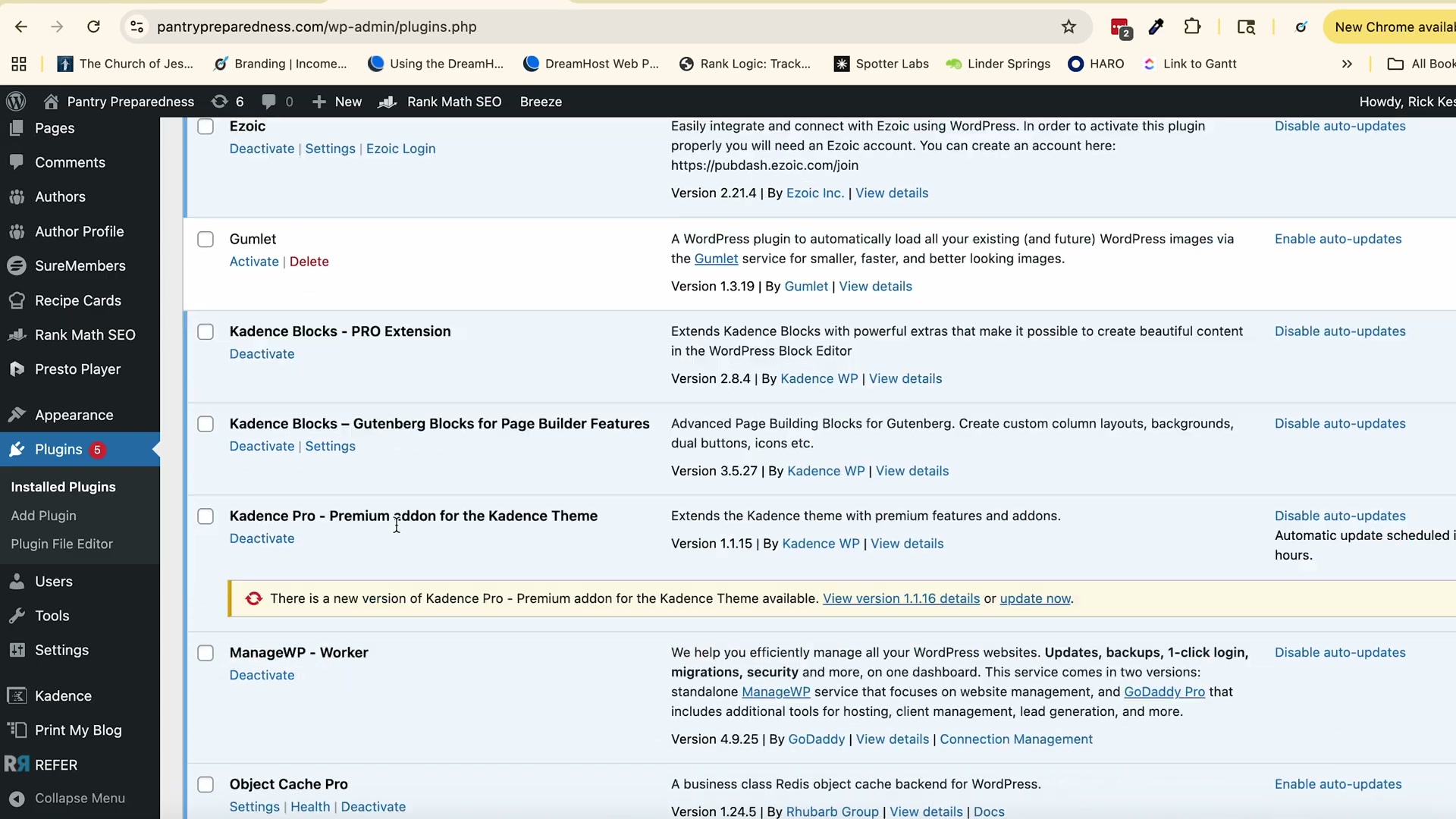 WordPress Plugins screen: locate and activate the Print My Blog plugin to begin your PDF export