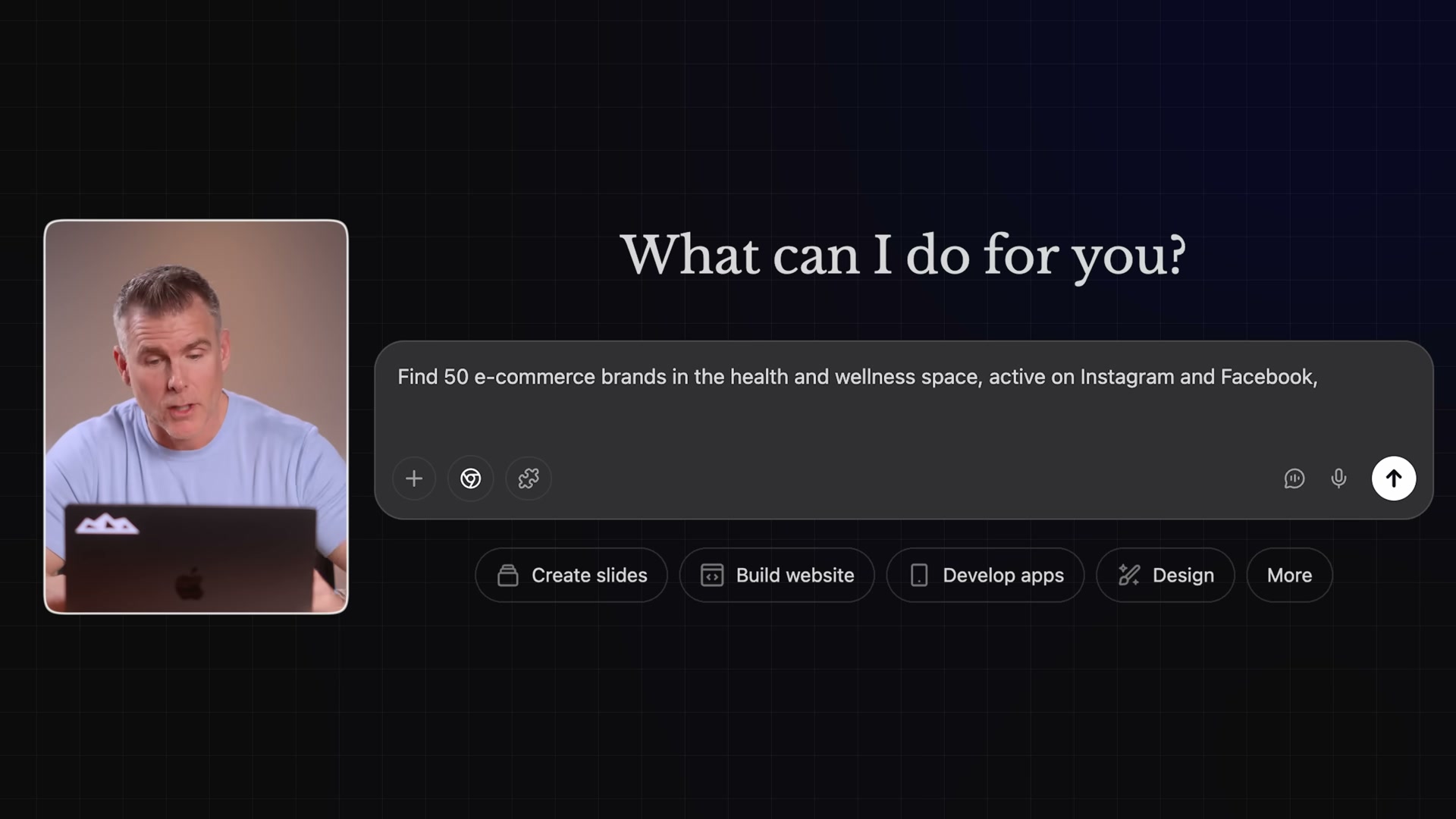 Enter this exact prompt into Manus to build a qualified lead list of 50 health and wellness e-commerce brands active on Instagram and Facebook