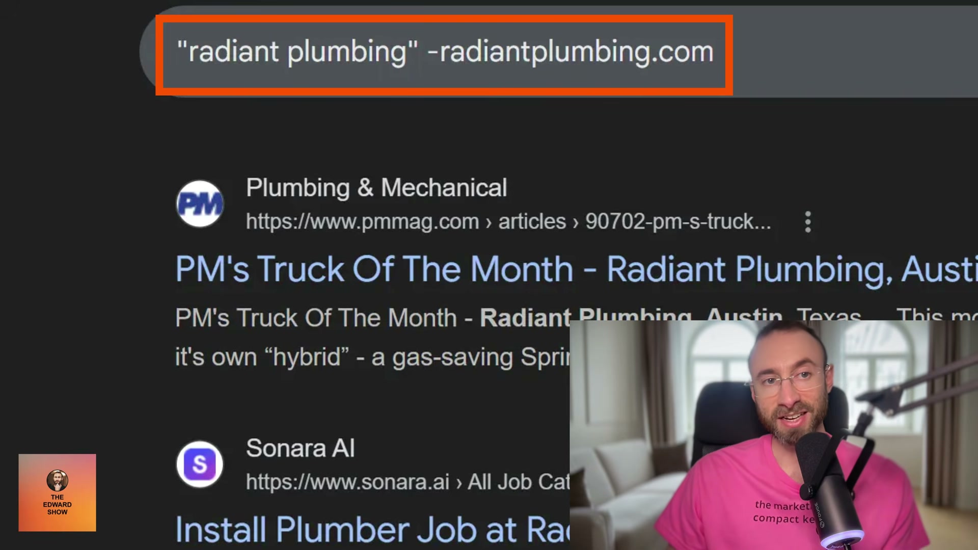 Advanced Google operator in action: using exclusion syntax to surface competitor mentions without your own domain.