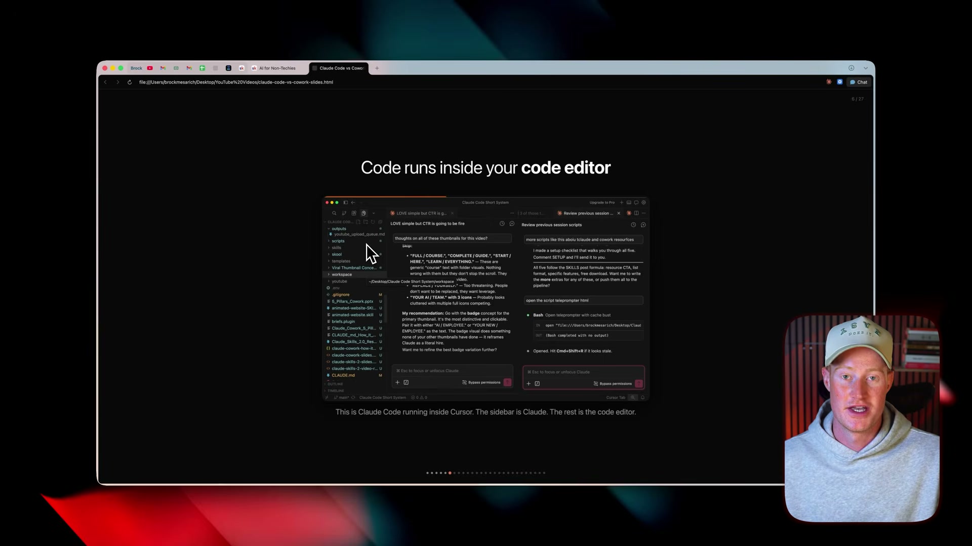 Claude Code running inside Cursor: the sidebar is Claude, the rest is the code editor — this is where engineers live.