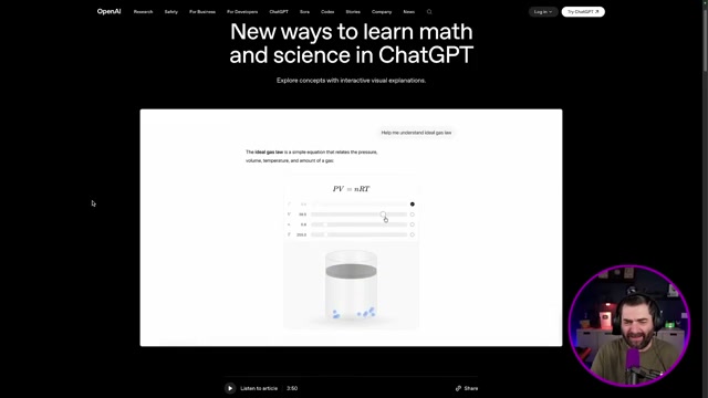OpenAI's announcement page for ChatGPT interactive learning visuals — launched the same week as Claude's feature