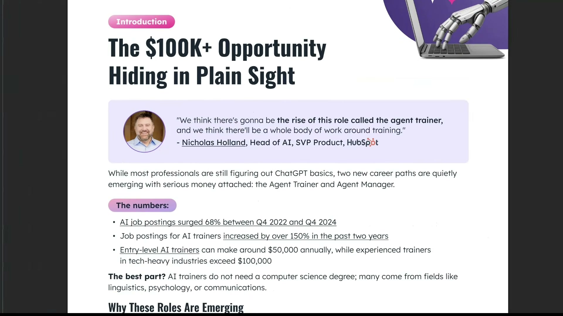 AI trainer and agent manager roles are surging: job postings up 68% since Q4 2022, with experienced hires topping $100K in tech-heavy industries.