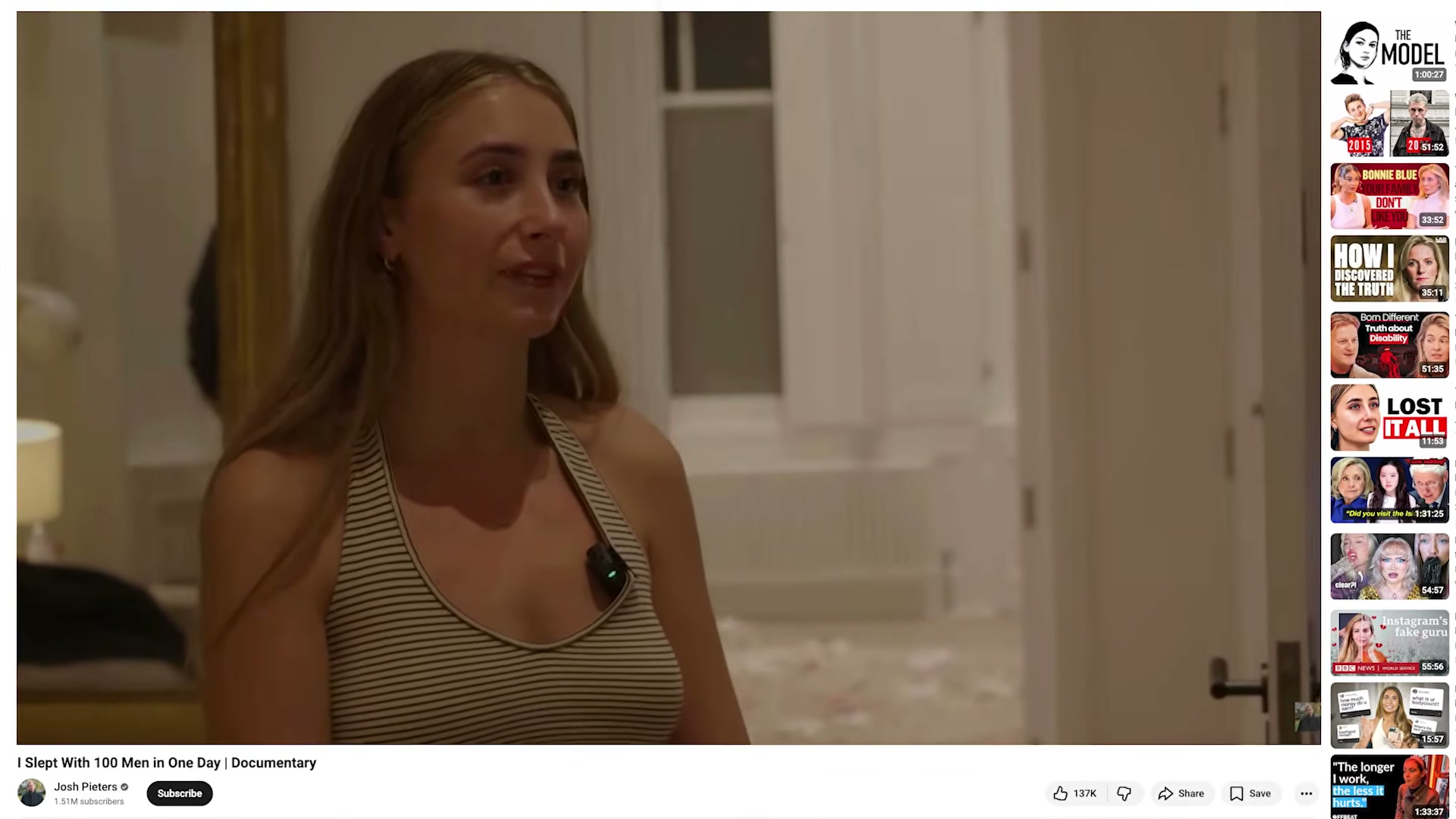 The documentary Brunson references: 'I Slept With 100 Men in One Day' — the real-world evidence behind the reframing critique