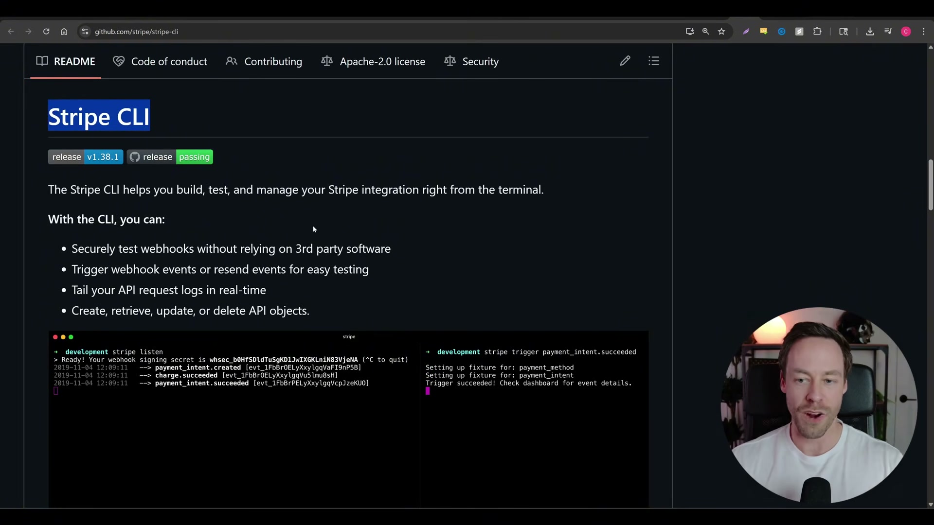 Stripe CLI lets Claude Code test webhooks locally: `stripe listen` captures events and `stripe trigger` fires them — no third-party tunneling required.