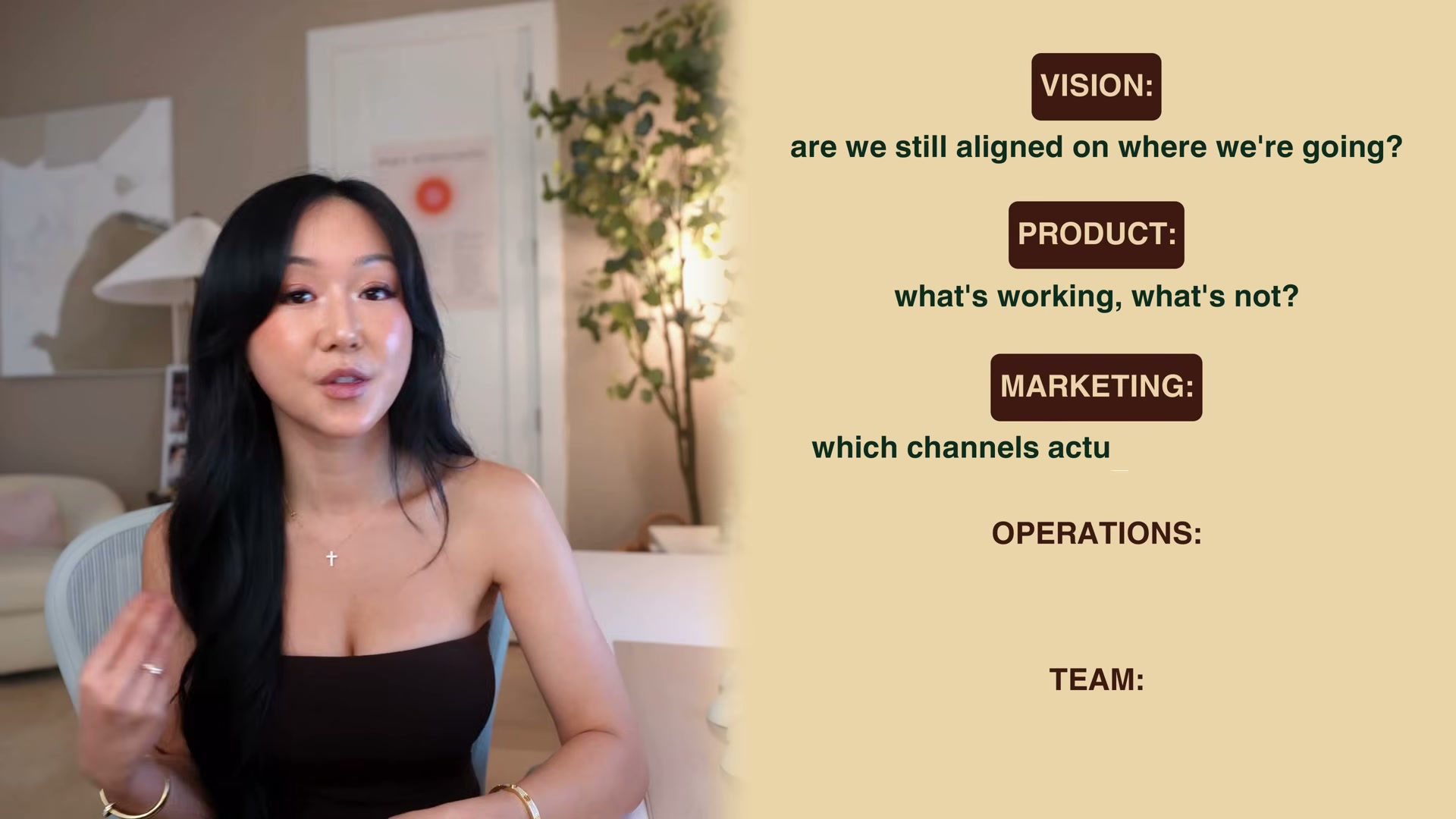 The Honest Business Review covers five pillars: Vision, Product, Marketing, Operations, and Team — each answered with direct, honest questions.