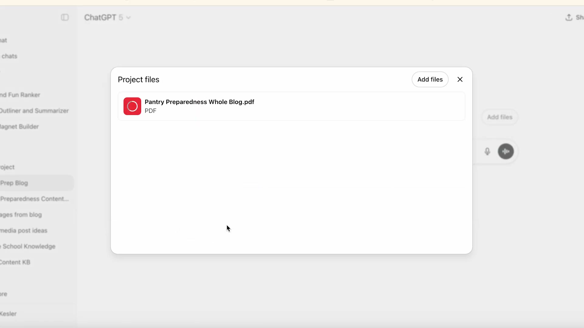ChatGPT Project Files: the full blog PDF is uploaded and ready — ChatGPT can now reference every post you've ever written