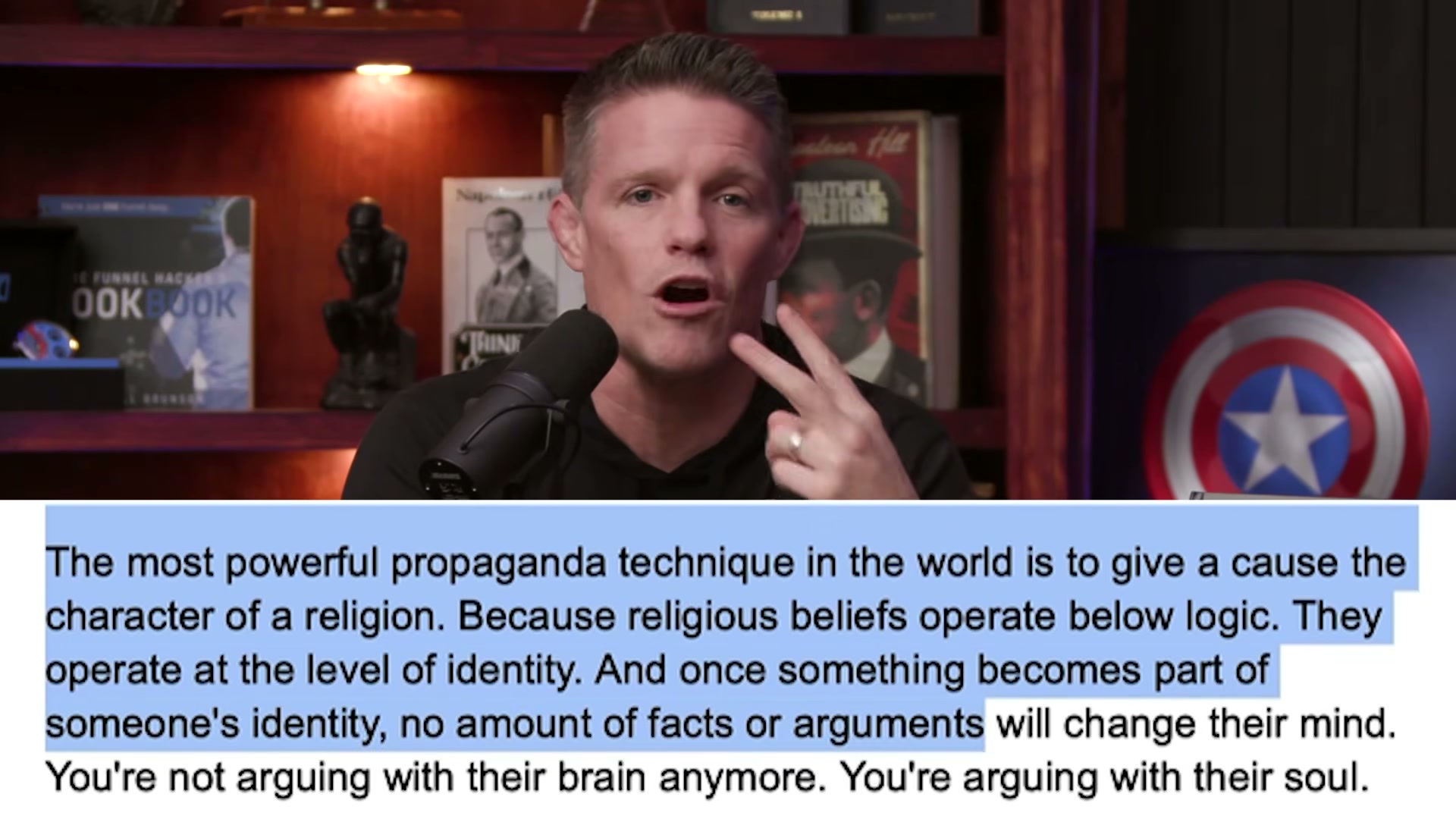 The identity-stacking mechanism: when your cause becomes someone's religion, logic can't compete.