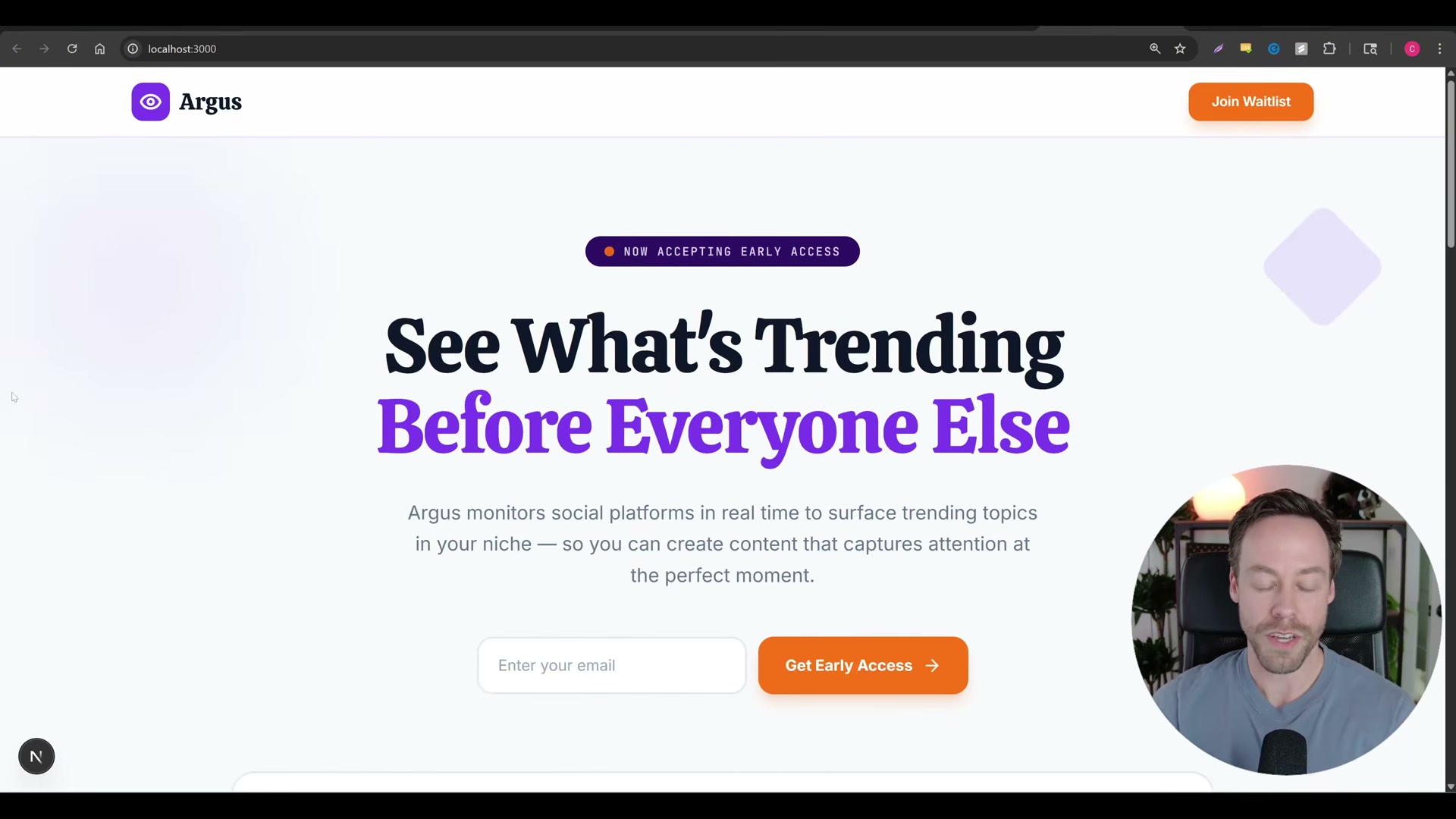 Level 2 result: the same landing page rebuilt with the Skill Stacker — bolder typography, intentional color hierarchy, and a designer's eye baked in.