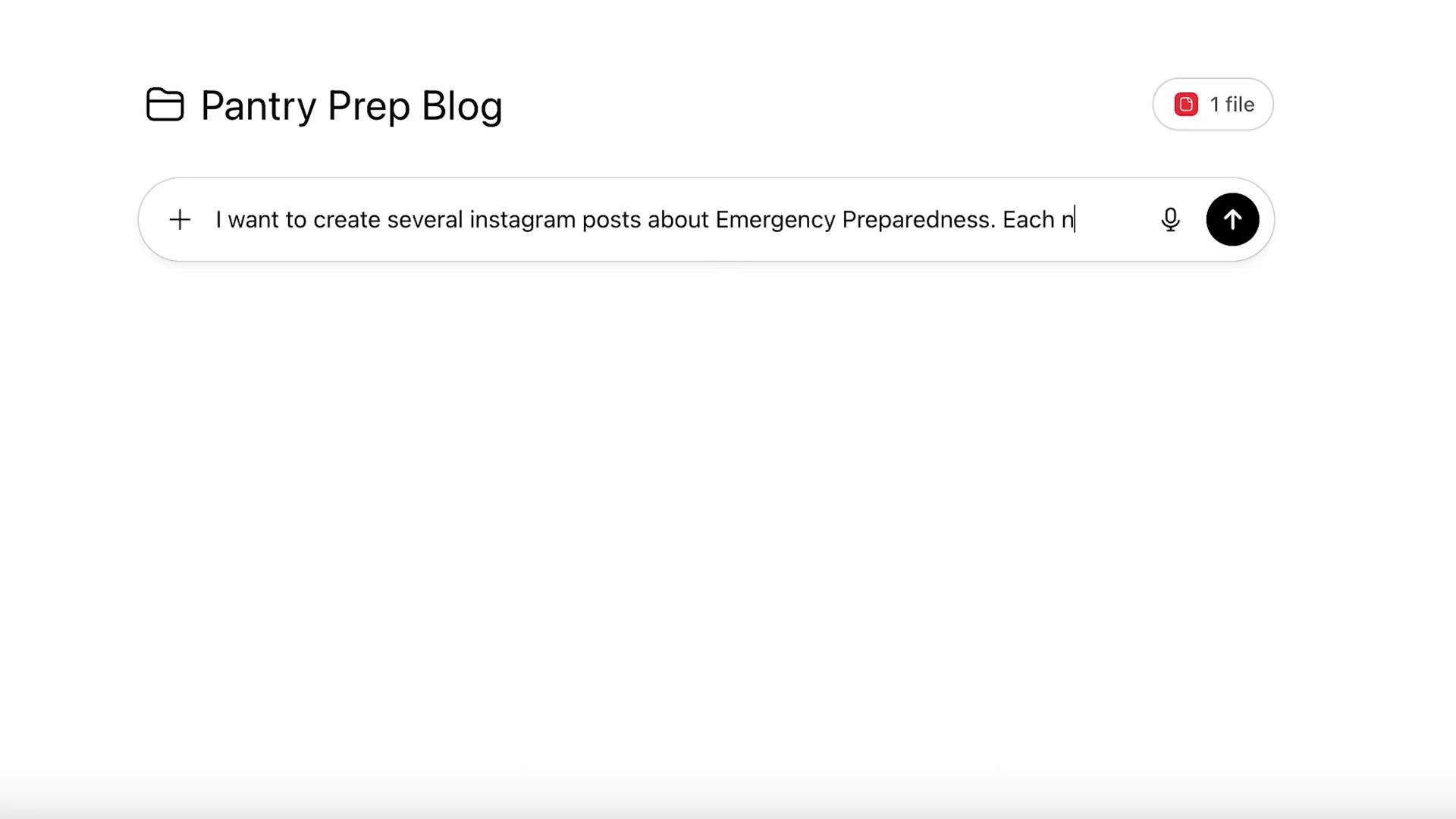 Prompt ChatGPT inside your Project: the '1 file' badge confirms the blog PDF is the context source for every response