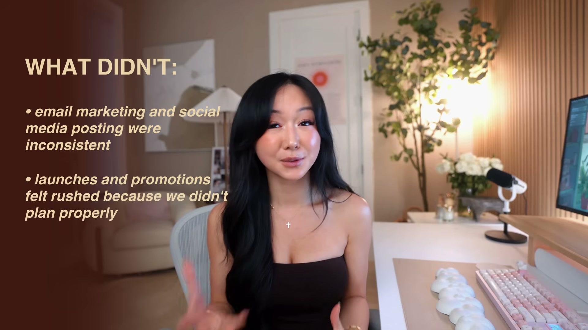 'What didn't work' is as important as wins: inconsistent email/social cadence and unplanned launches are the two biggest gaps surfaced in this annual review.