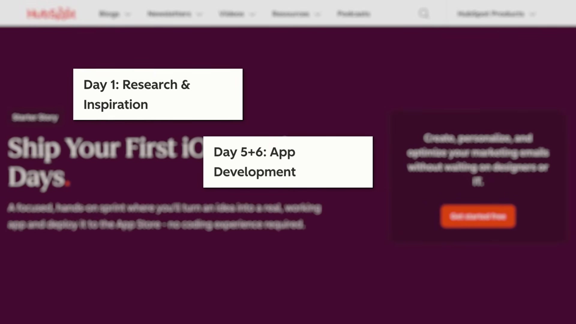 The 7-day iOS app sprint curriculum Umberto referenced — from research to App Store deployment with no coding experience.
