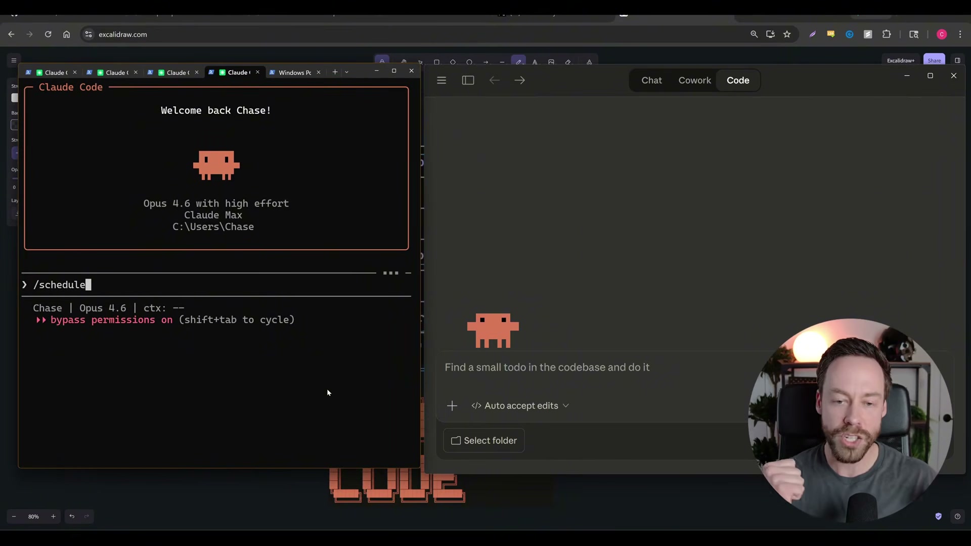 Side-by-side: Claude Code CLI (left) with the /schedule command and Claude Code Desktop (right) — two paths to the same scheduling power.