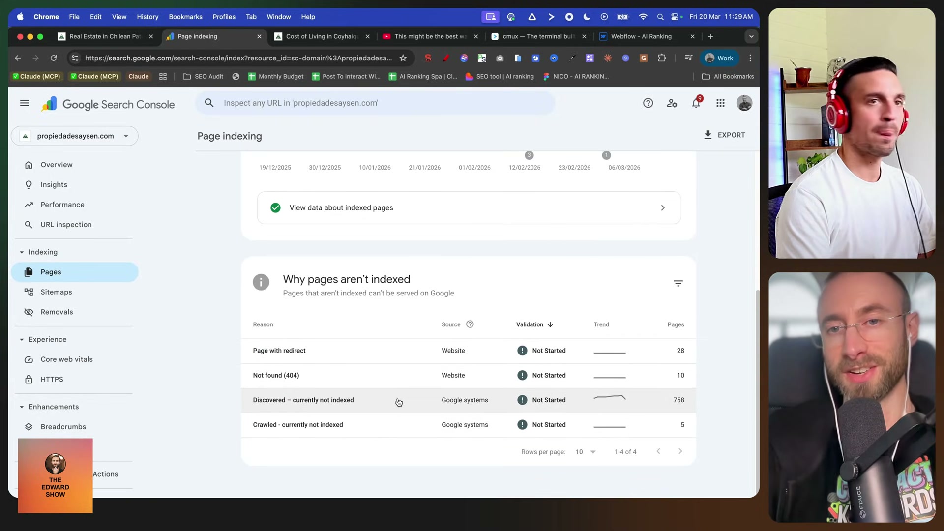 GSC indexing report reveals 706 discovered-but-not-indexed pages — diagnosing the crawl budget problem