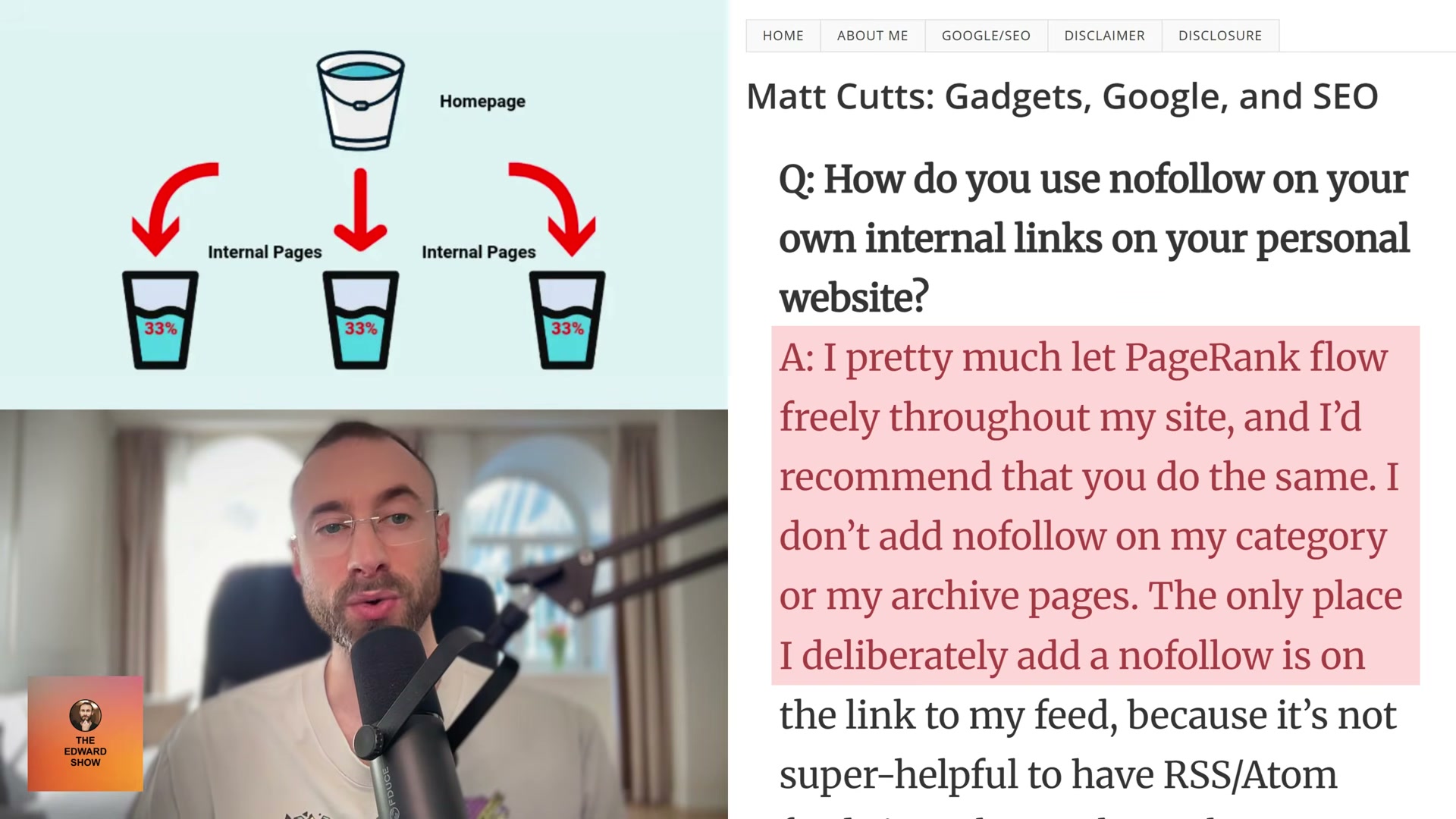 Matt Cutts on PageRank sculpting: let it flow freely — the only nofollow he deliberately adds is on his RSS feed link