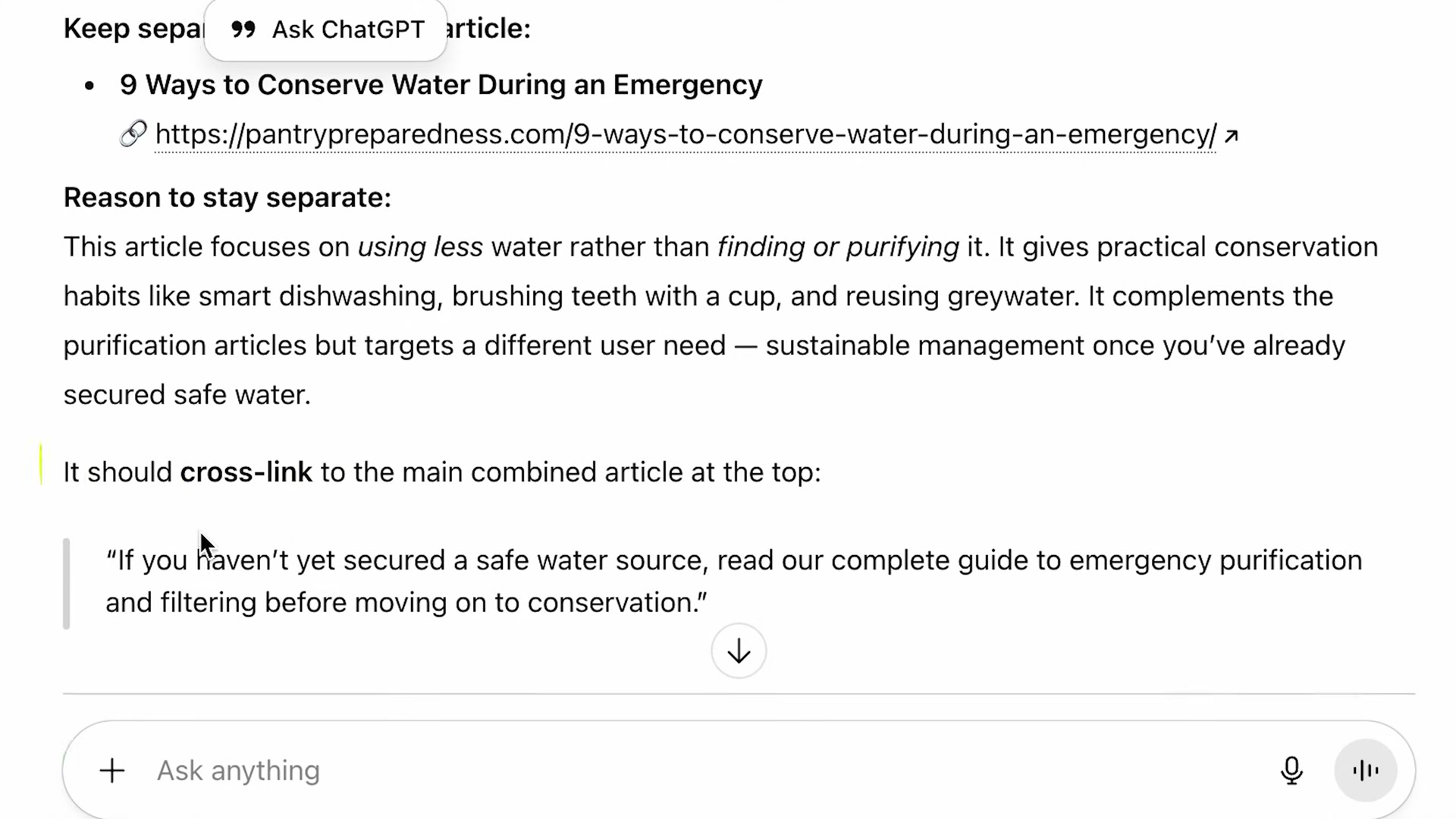 ChatGPT recommends keeping this article separate and provides the exact cross-link language to use