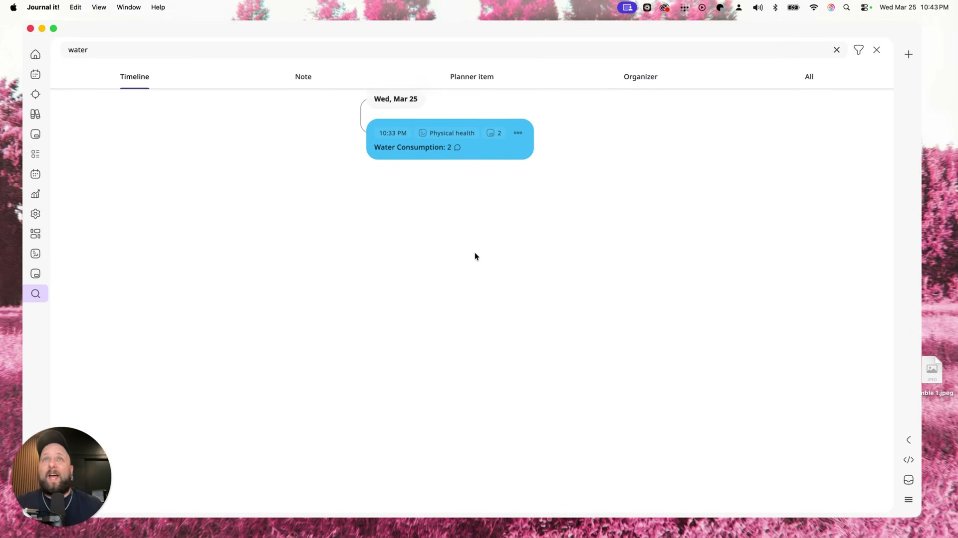 Search across all of Journal It! — entries, trackers, notes, and planner items in one query