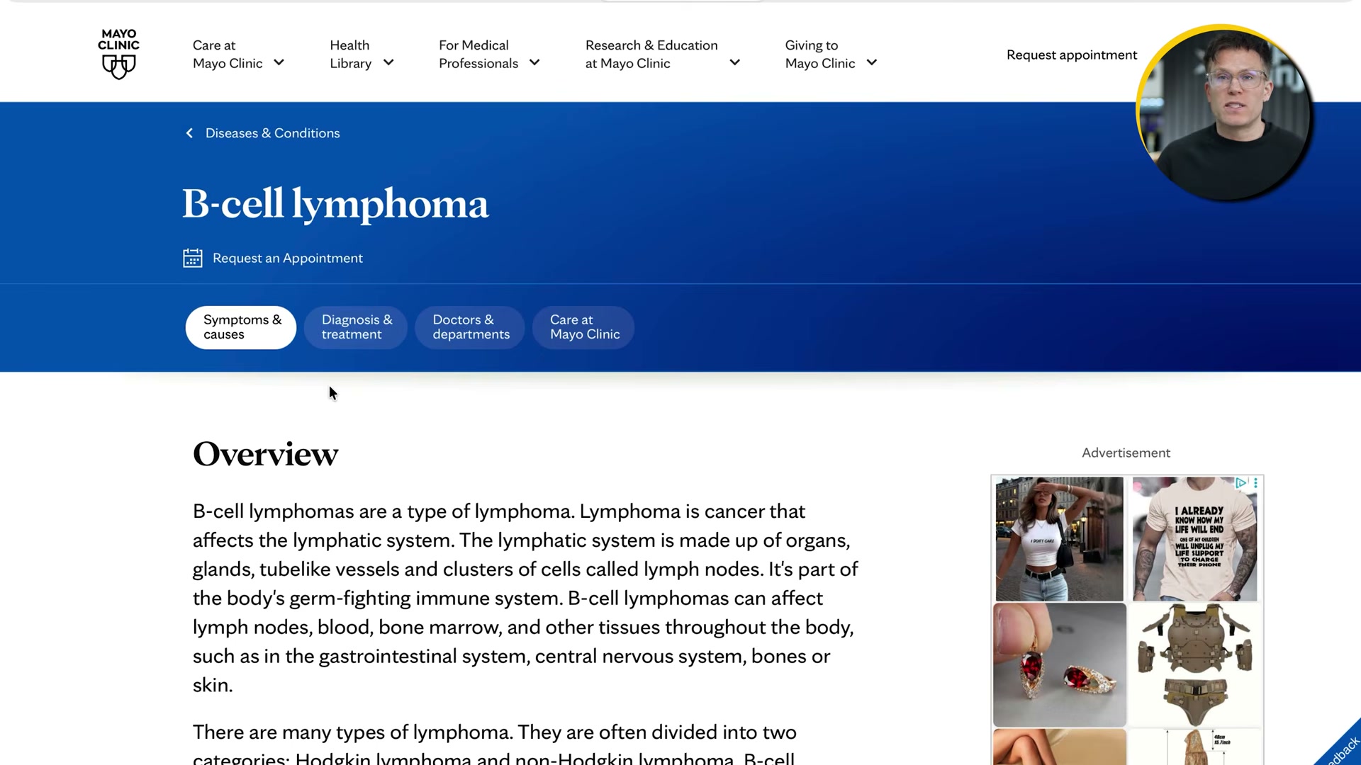 Mayo Clinic's condition pages set the gold standard: deep symptom content feeds directly into appointment booking CTAs.