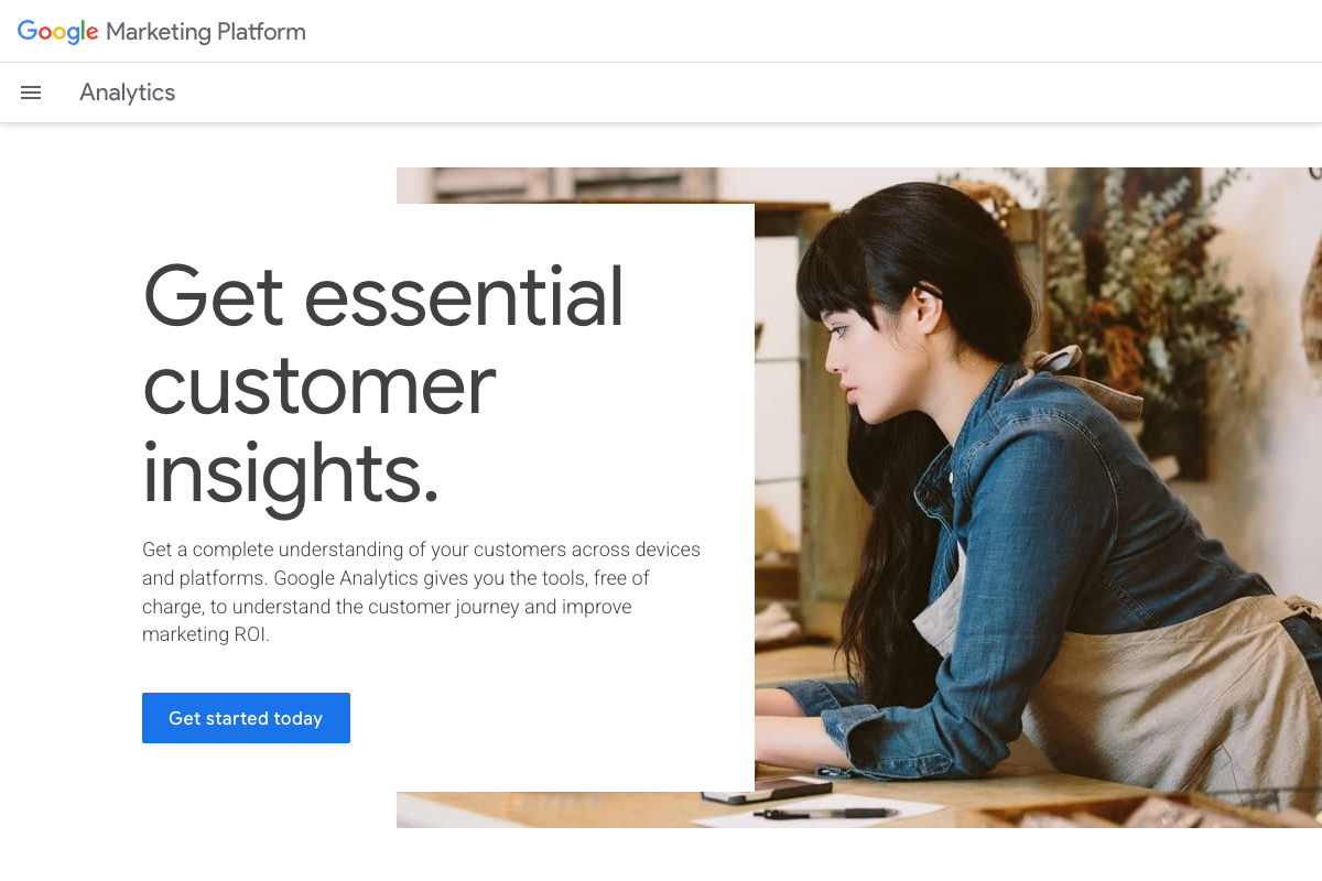 Google Analytics 4 — free, confirmed as the current Google analytics product with cross-device measurement