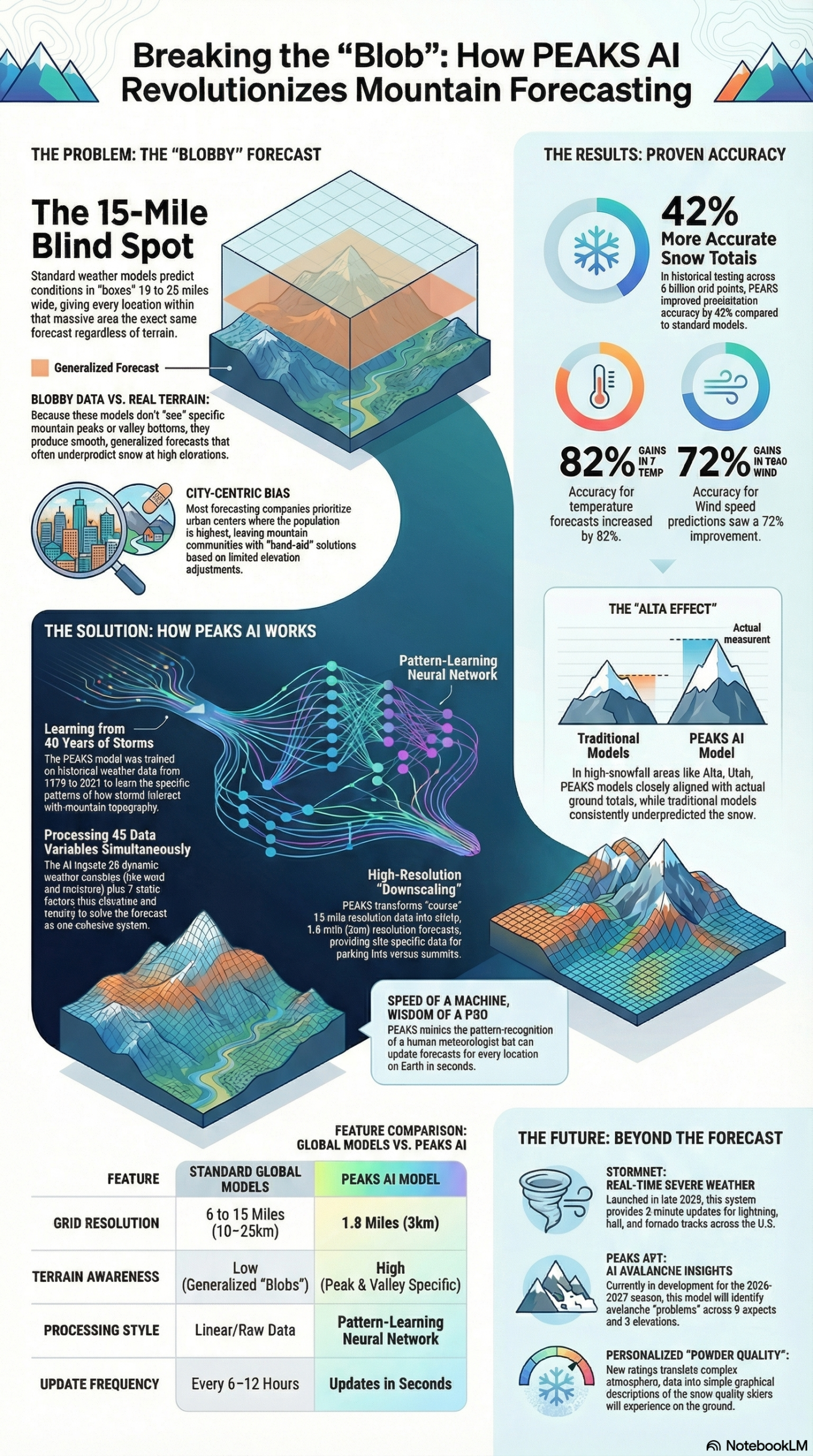 Infographic: How OpenSnow's PEAKS AI Model Delivers Hyper-Local Mountain Forecasts
