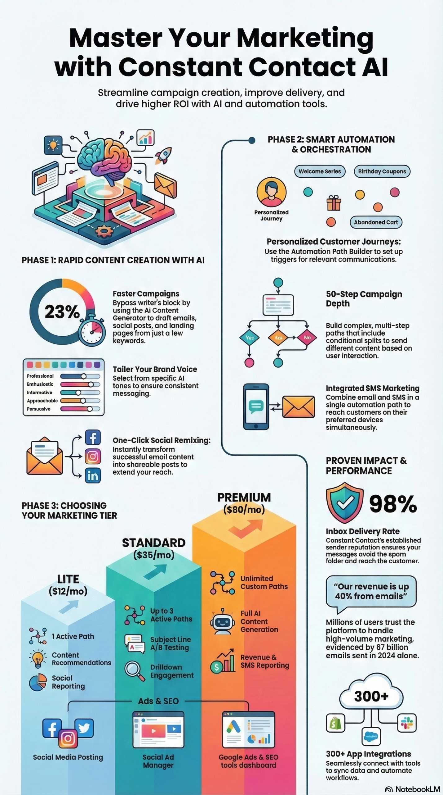 Infographic: How to Use Constant Contact AI Tools for Email, SMS & Social