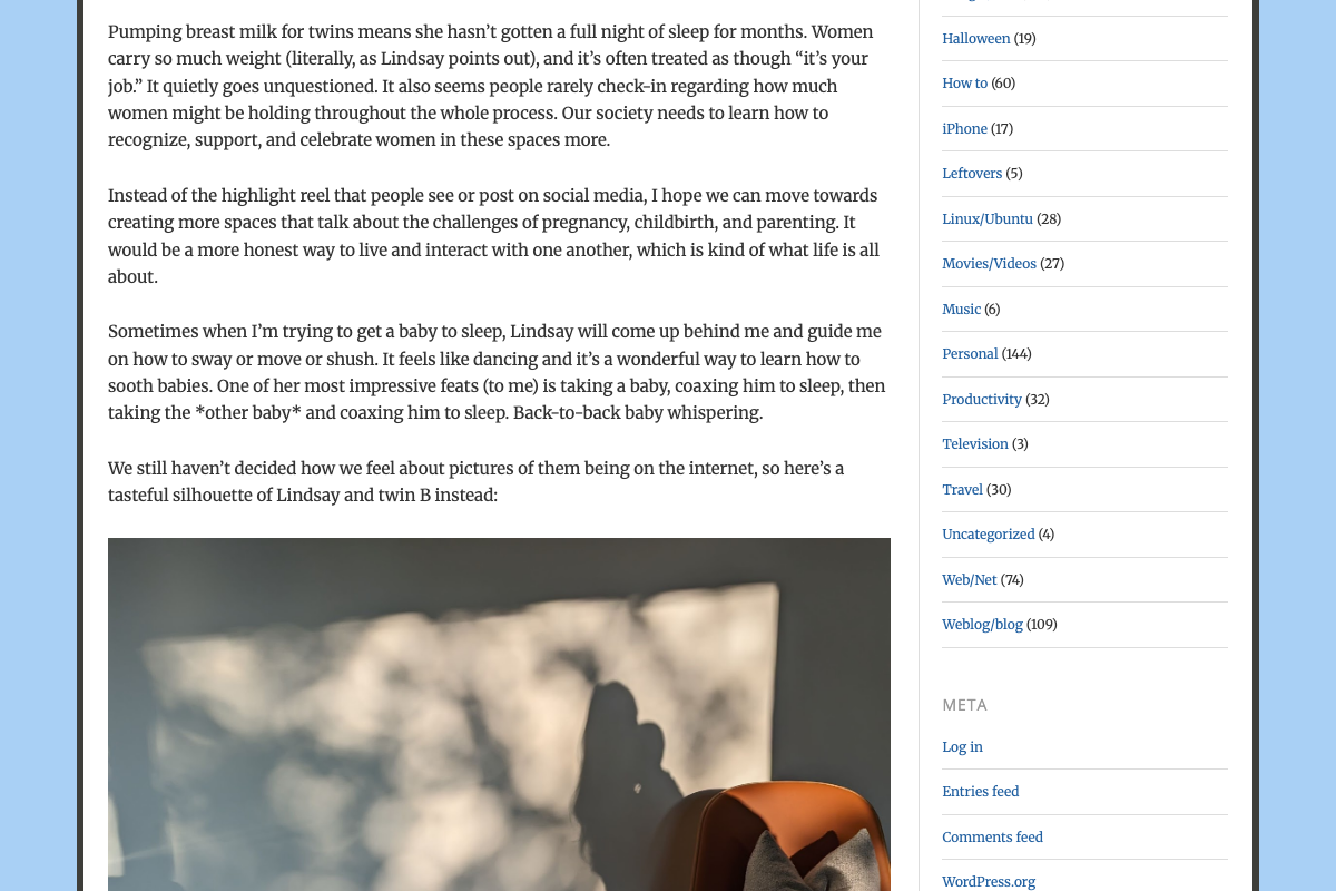 Matt Cutts blog post body — personal content only; no PageRank or nofollow guidance present