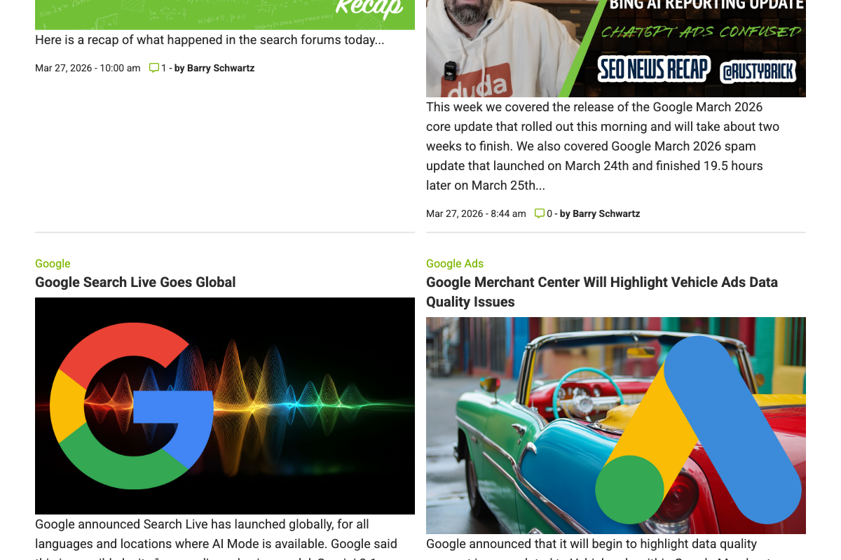 Search Engine Roundtable recap confirming the spam update ran March 24–25 and completed in exactly 19.5 hours