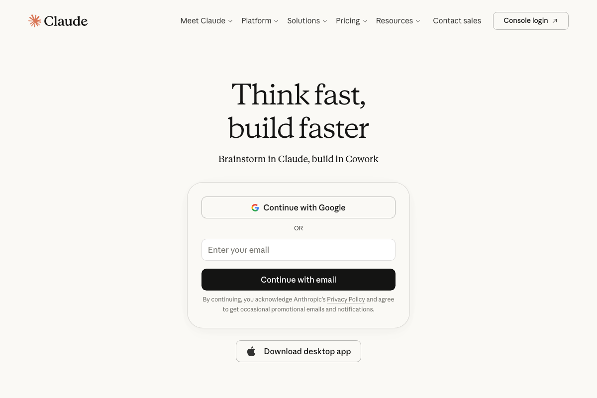 claude.ai/design resolves to the standard Claude homepage sign-in screen as of April 2026, not a standalone Claude Design product page.