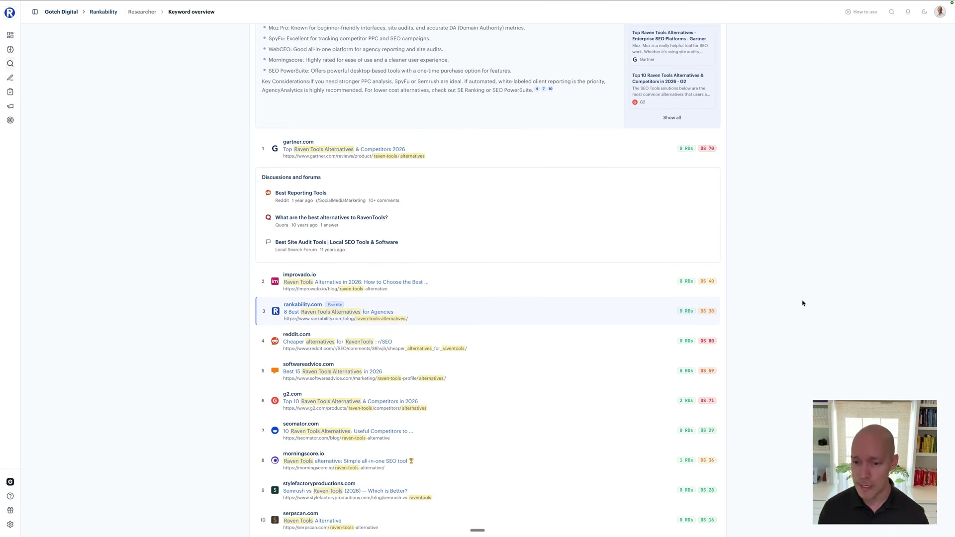 Even after the AI Overview, a Discussions & Forums block appears before blue link #1 — organic position #3 sits far below any reasonable scroll depth