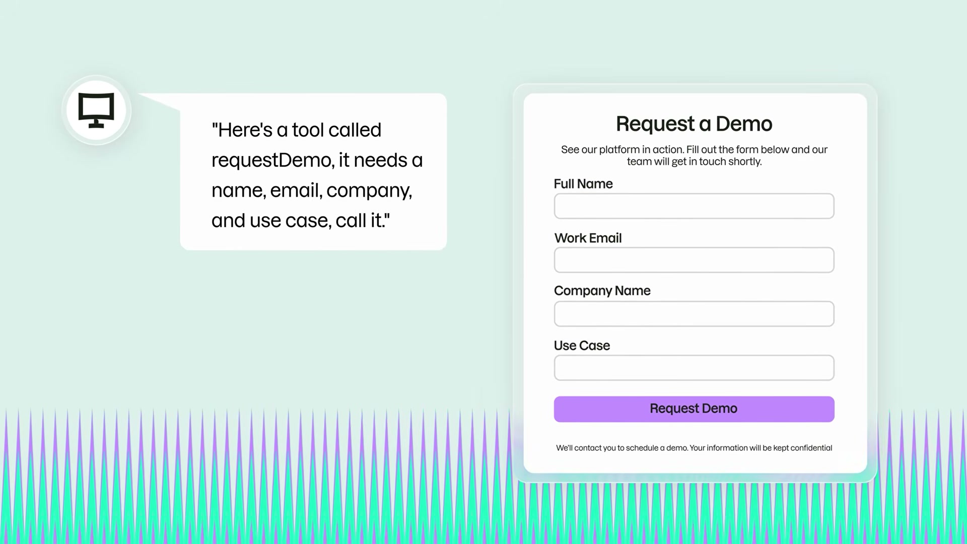 How an AI agent reads a WebMCP-declared tool and calls a form with the right parameters automatically