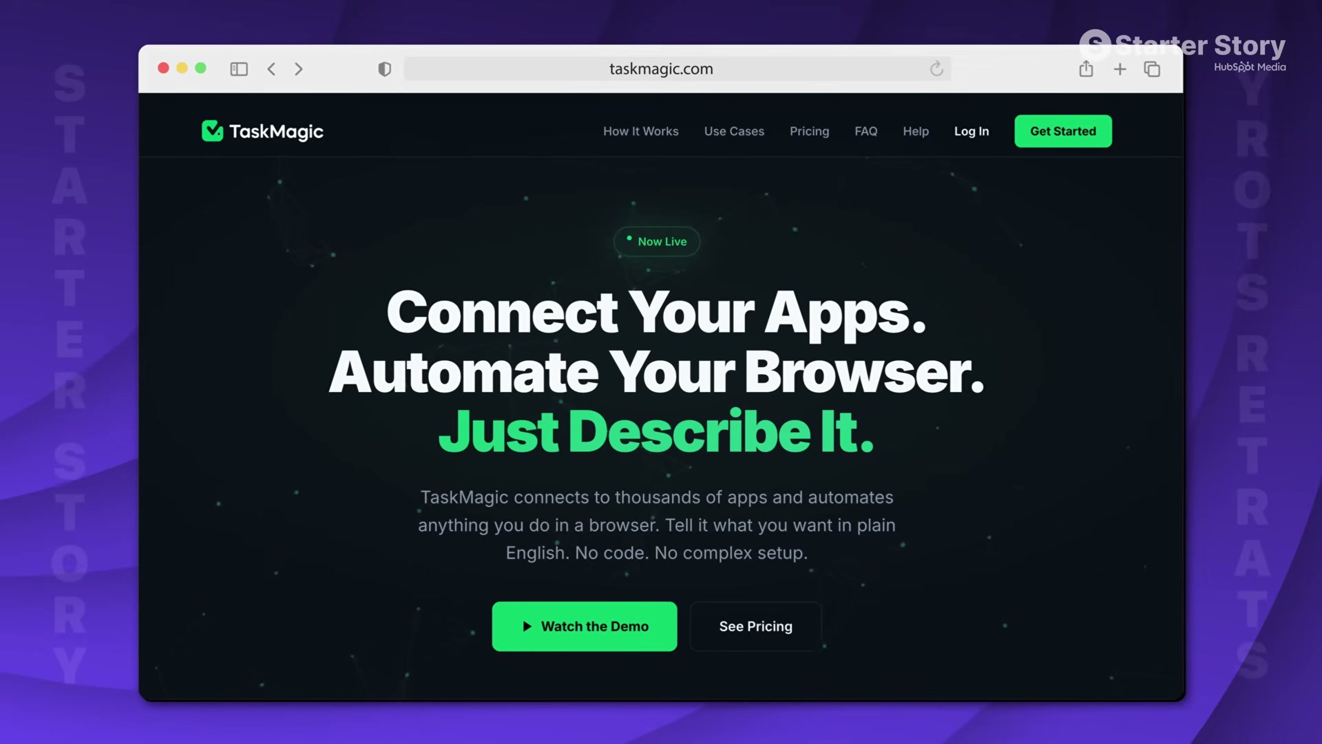 TaskMagic's homepage — the tentpole platform that satellite micro-SaaS products funnel users into.