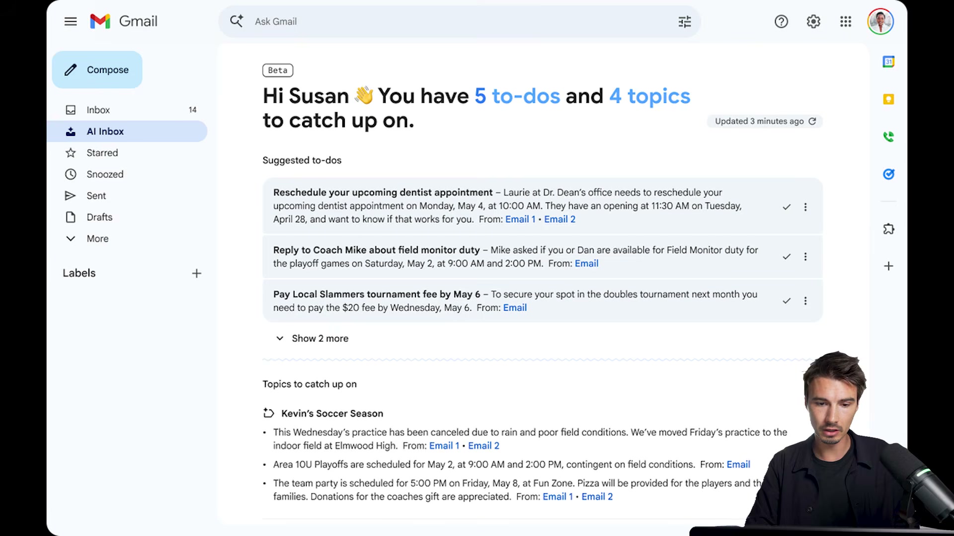 Gmail's AI Inbox surfaces actionable to-dos and topic summaries directly from your inbox — no digging required.