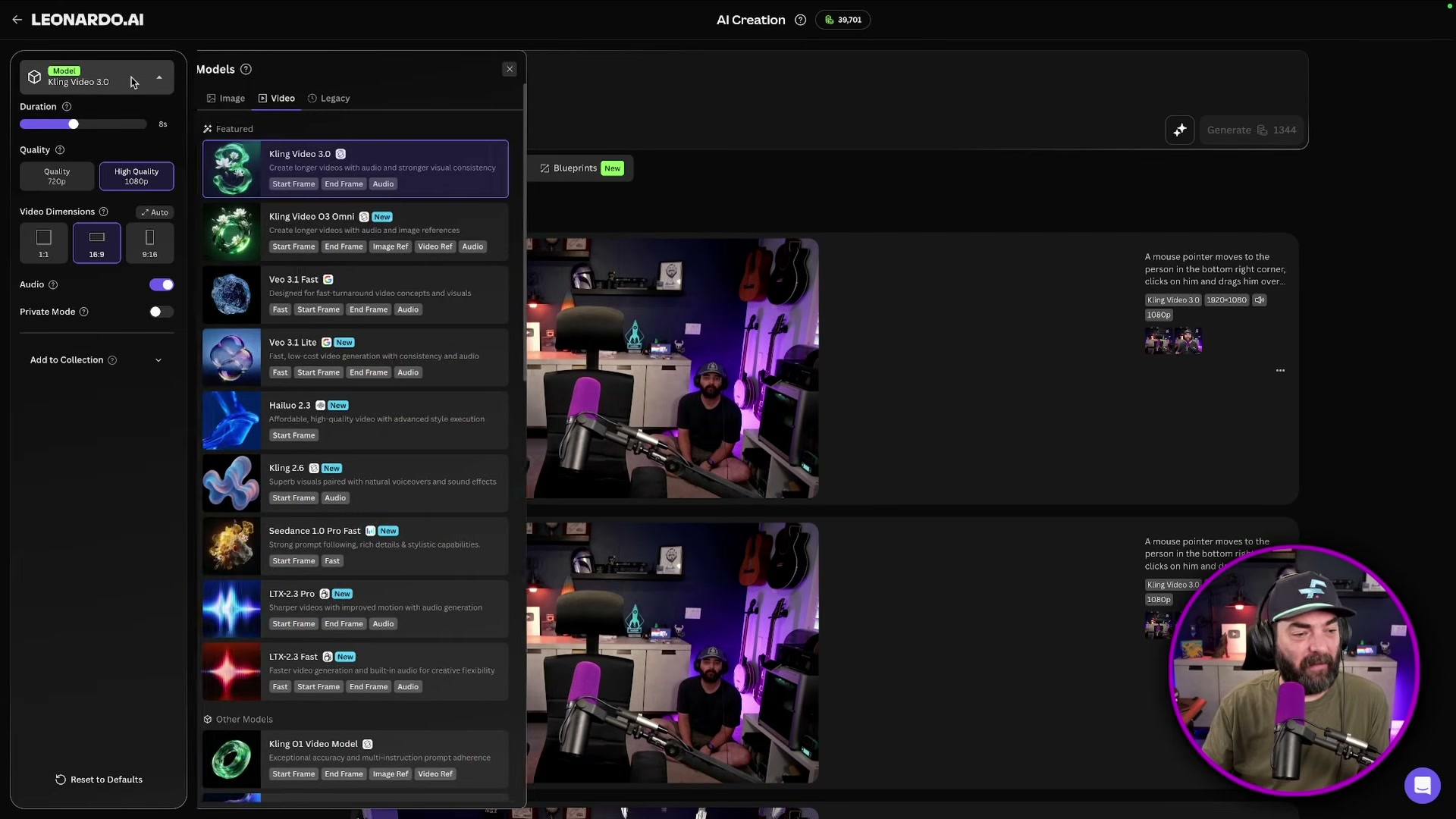 Leonardo.AI's video model picker: Kling 3.0, Veo 3.1, Hailuo 2.3 and more are all one click away