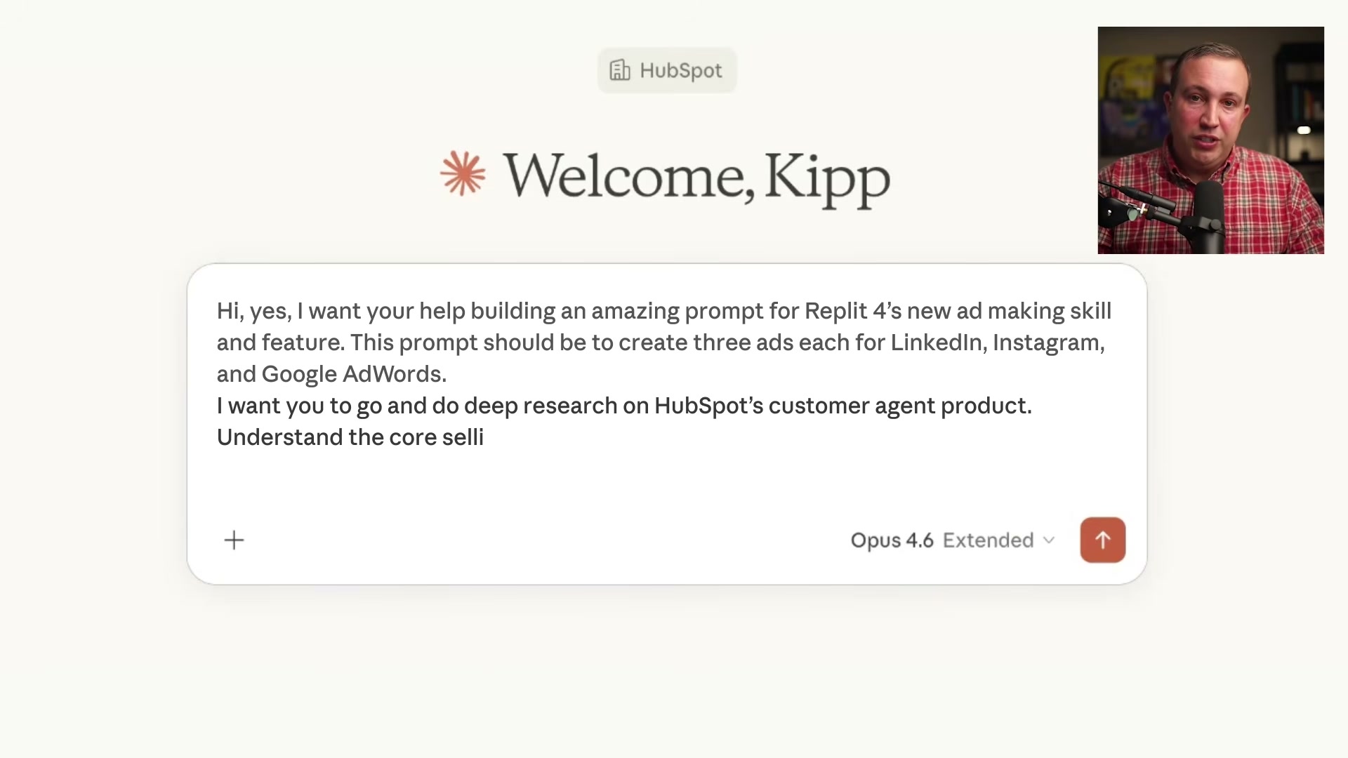 The upstream prompt: ask Claude to engineer a Replit-ready brief covering all three ad platforms before you open Replit.
