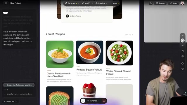 The completed Editorial Zen recipe app — generated entirely from a text prompt in Stitch