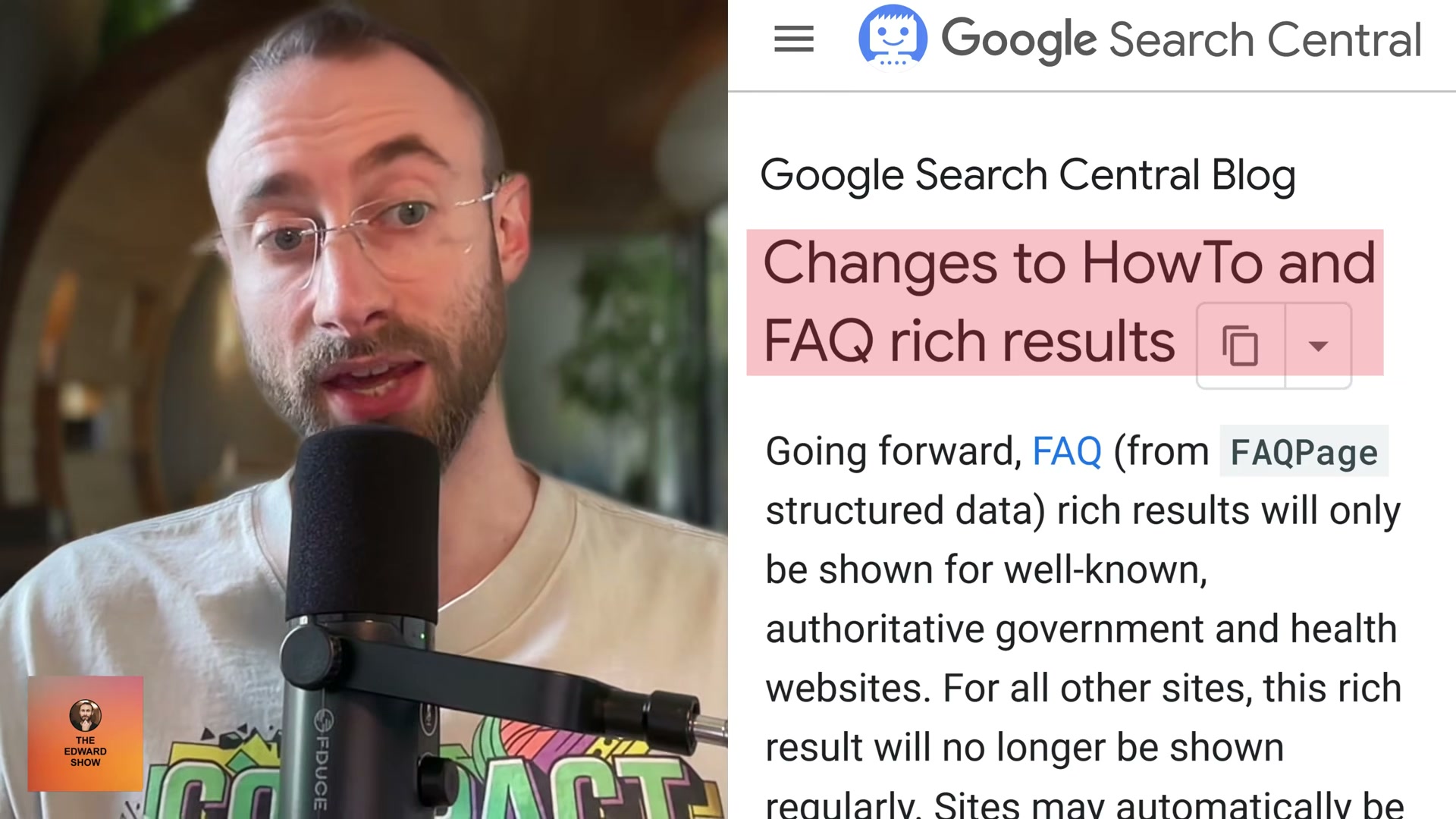 Google Search Central: official August 2023 announcement restricting FAQ rich results to government and health sites