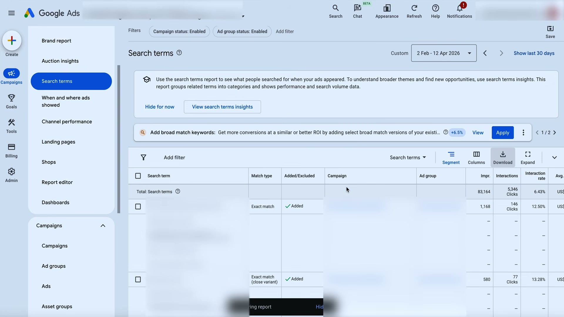 Navigate to Insights & Reports > Search Terms in Google Ads, then use the Download button to export your CSV” style=”max-width: 100%; height: auto; border-radius: 8px; box-shadow: 0 4px 20px rgba(0,0,0,0.15);” /><figcaption style=
