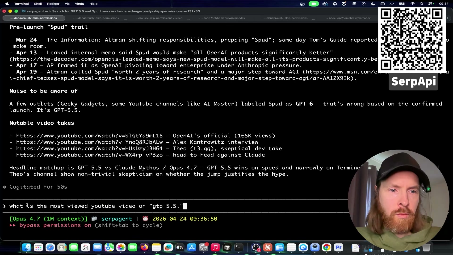 SerpAPI returns a verified, timestamped timeline of GPT-5.5 coverage with source URLs ready for fact-checking
