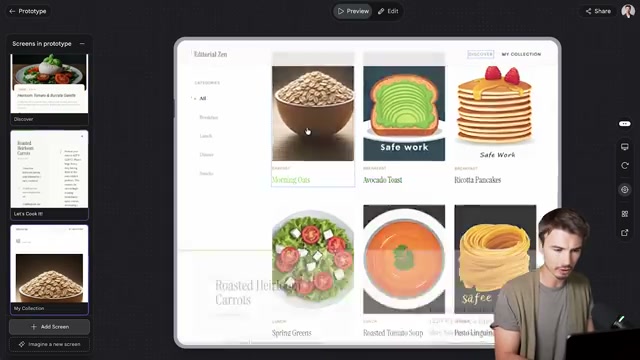 Stitch's Prototype mode: navigate all generated screens in a clickable, shareable flow