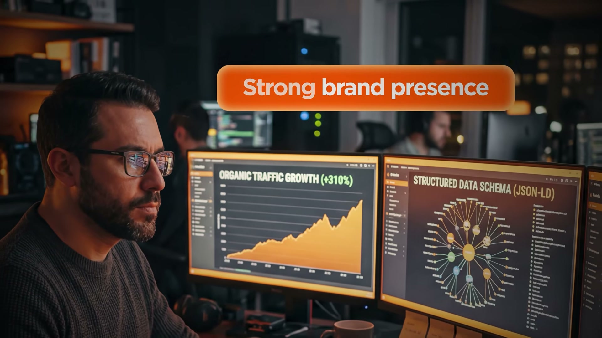 Strong brand presence + structured data schema = 310% organic traffic growth. This is the playbook.