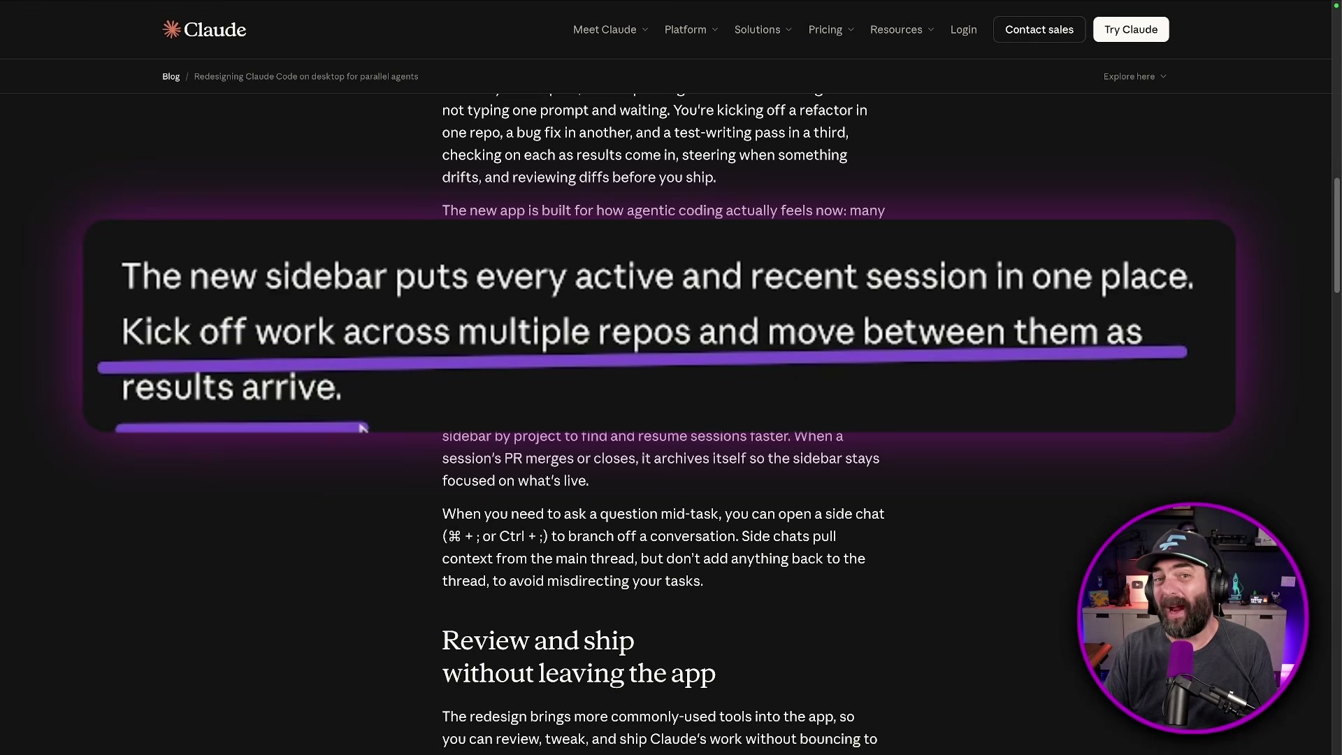 Claude Code redesign: new sidebar lets you run parallel sessions across multiple repos and switch as results come in