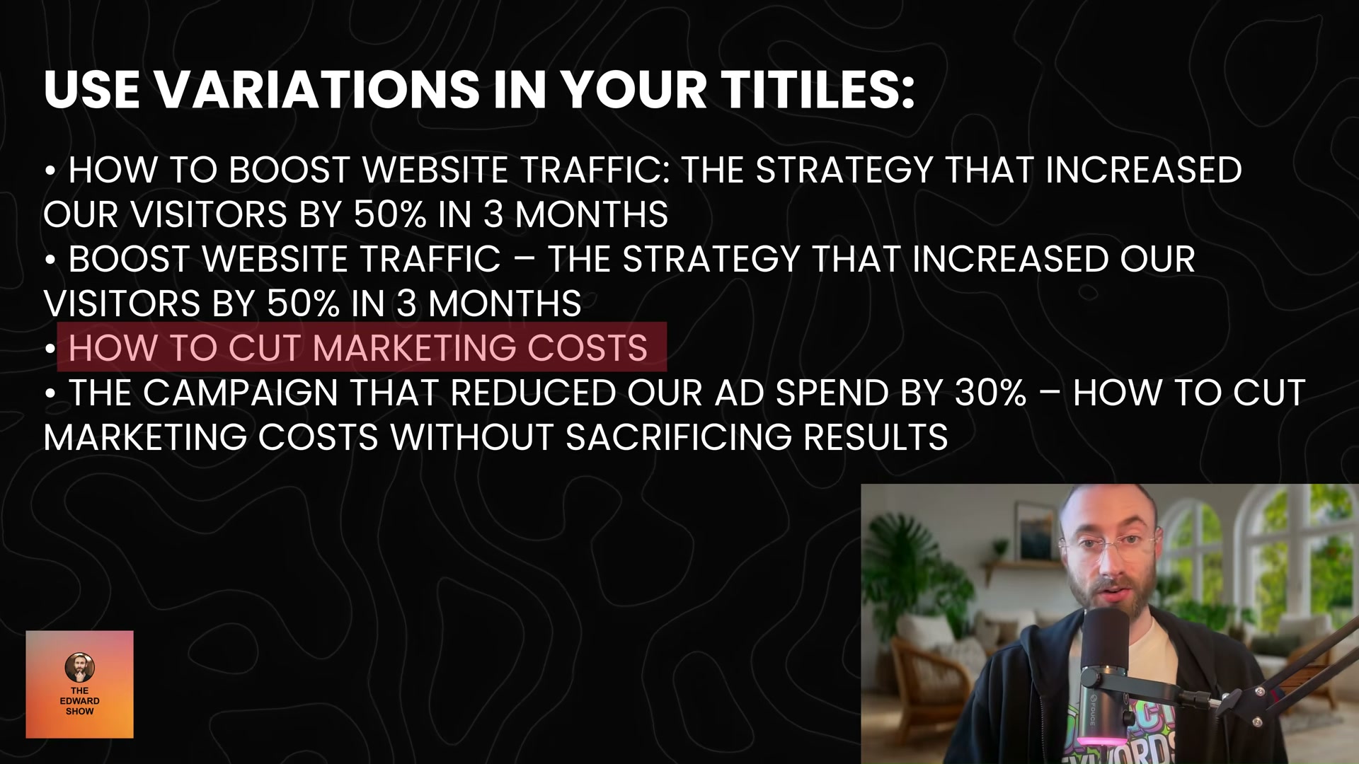 Title variation patterns: four ways to position your target keyword relative to the experience-driven hook